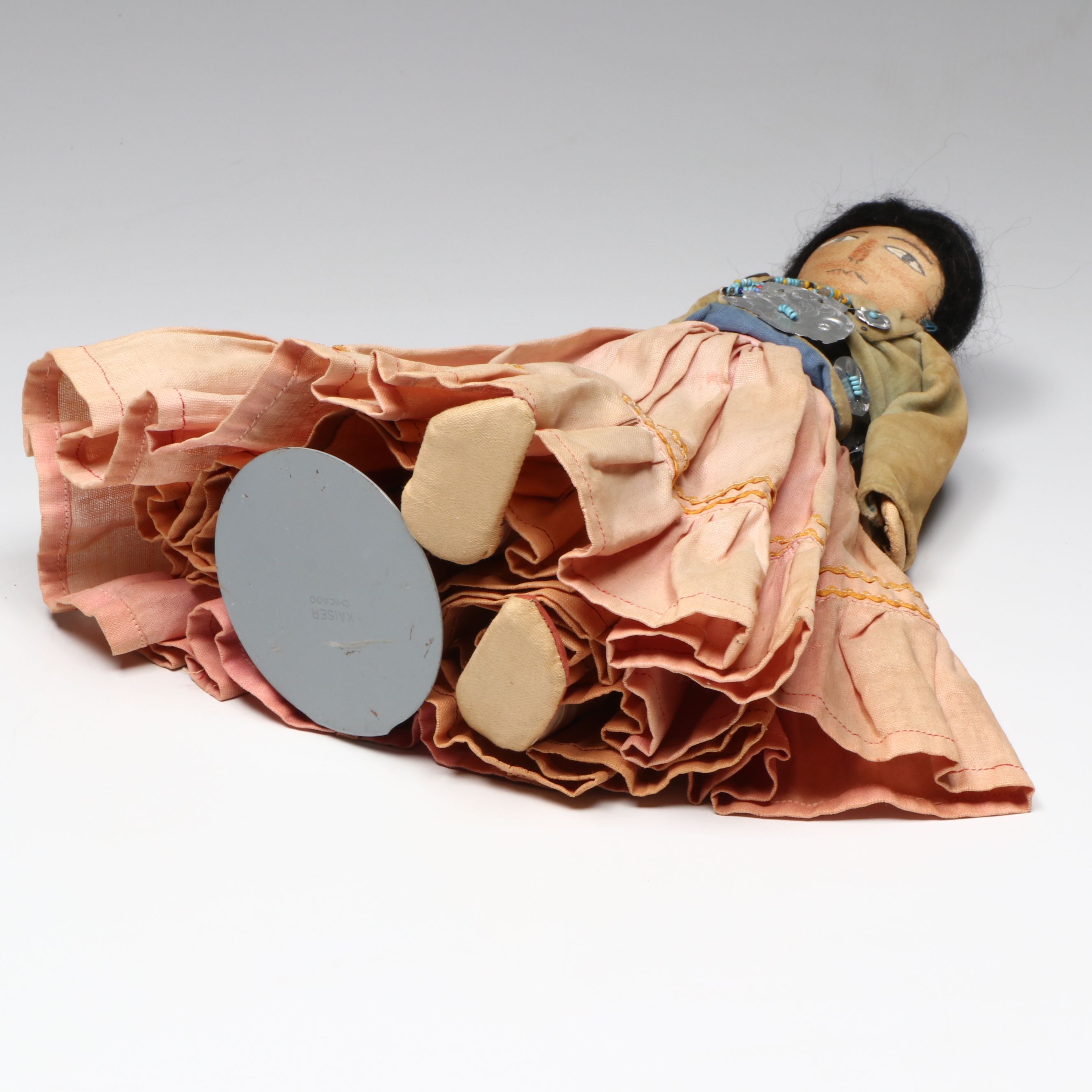 Handmade Fabric Doll with Stand