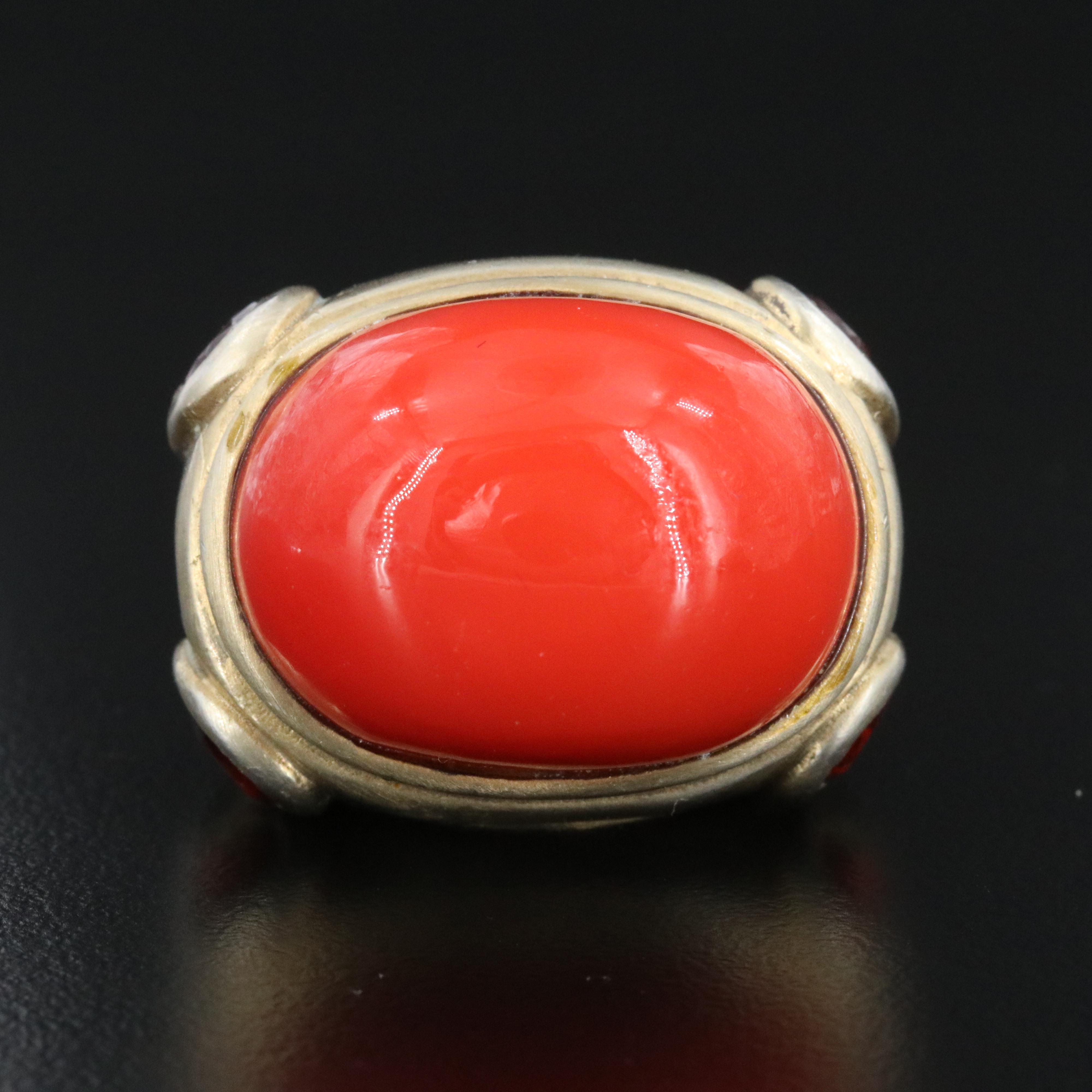 Sterling Faux Gemstone and Garnet Ring