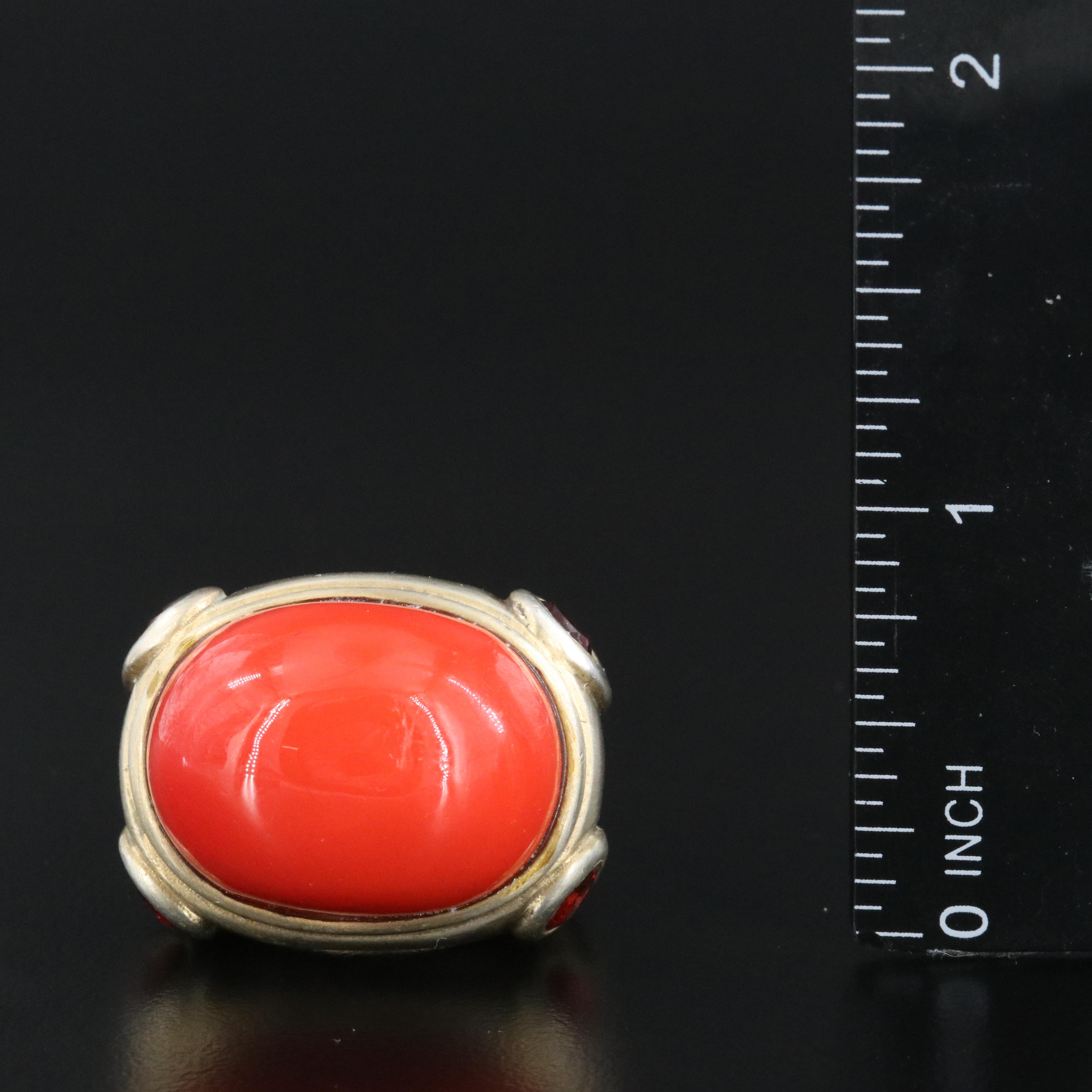 Sterling Faux Gemstone and Garnet Ring