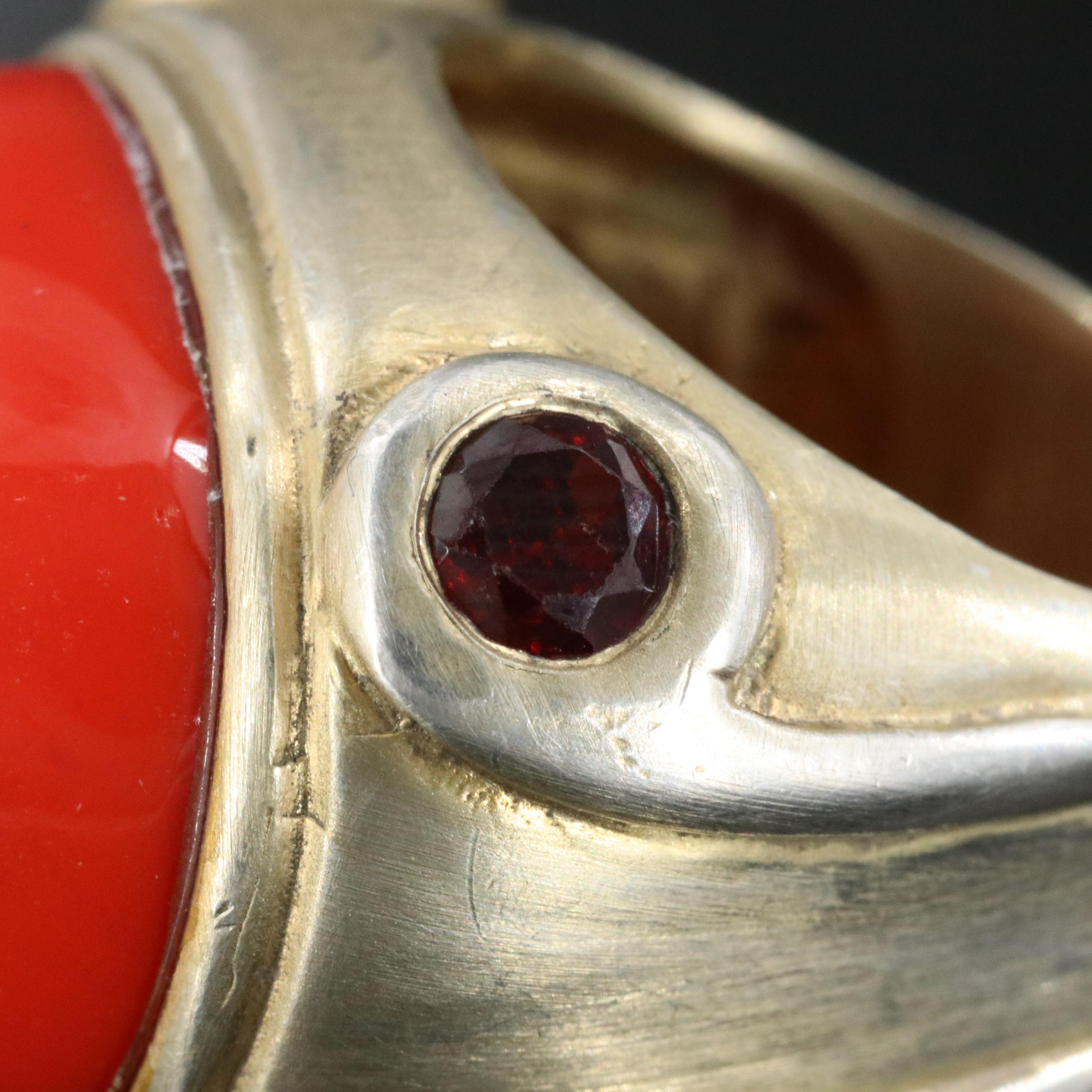 Sterling Faux Gemstone and Garnet Ring