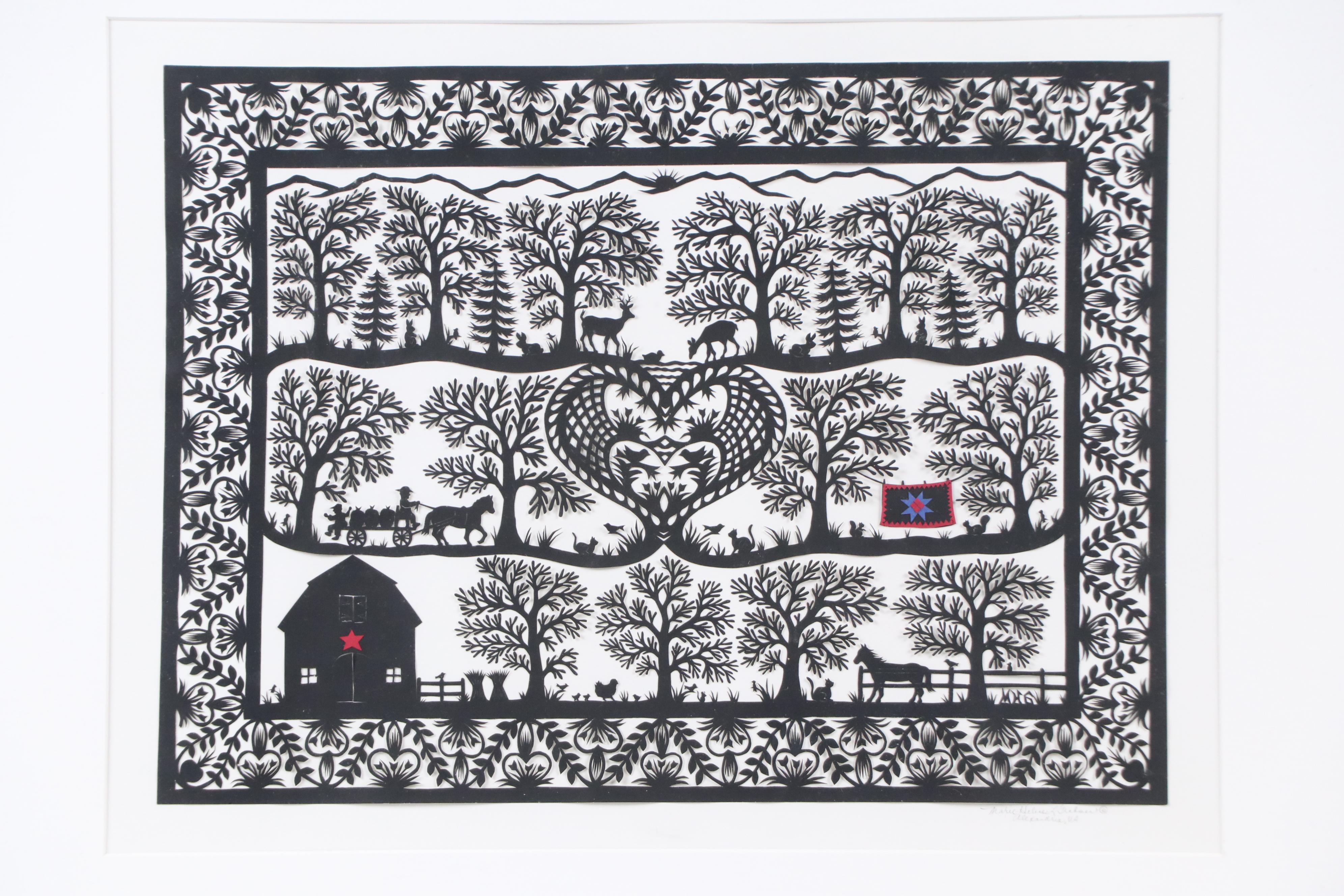 Marie-Helen L. Grabman Scherenschnitte "Pennsylvania Memories," 21st Century