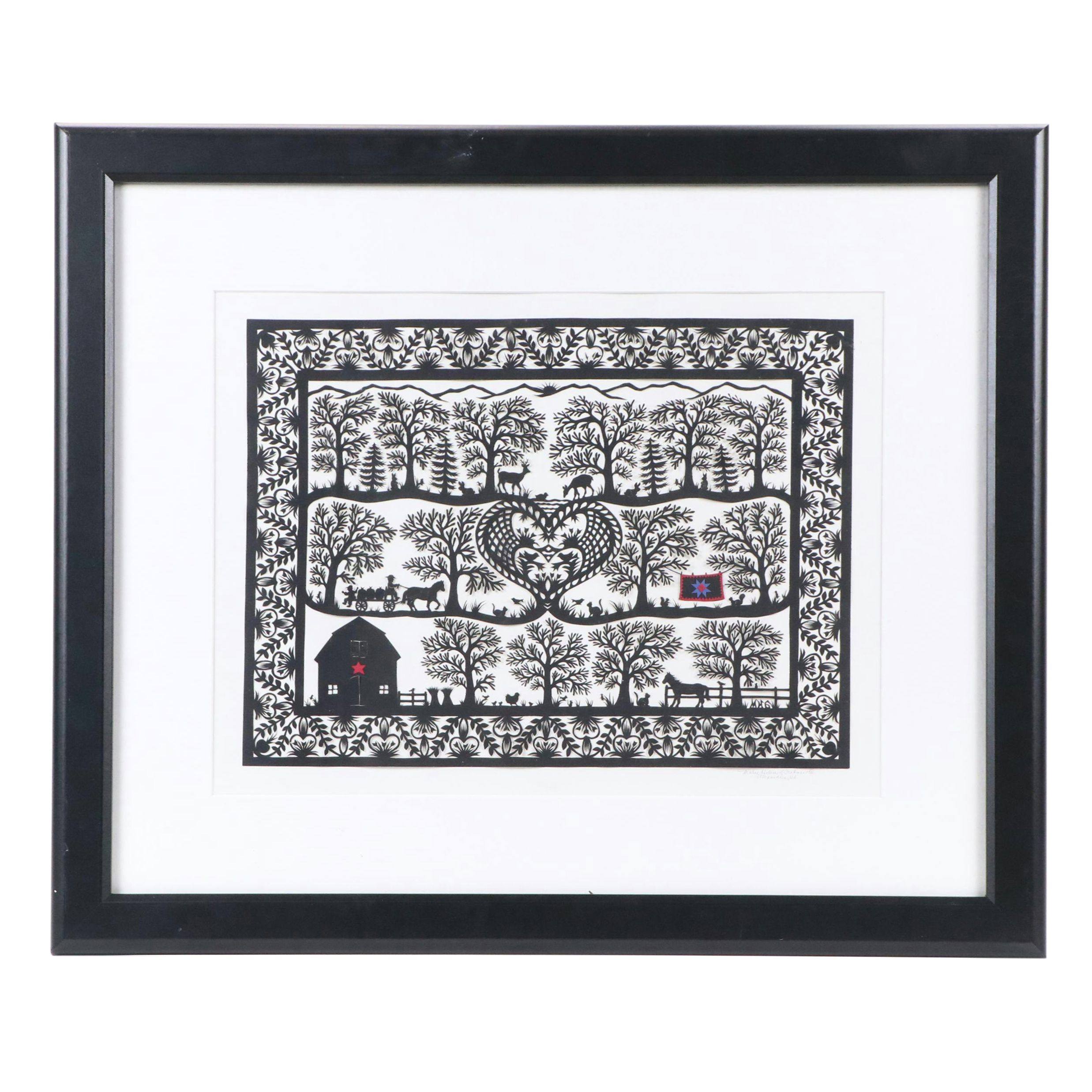 Marie-Helen L. Grabman Scherenschnitte "Pennsylvania Memories," 21st Century