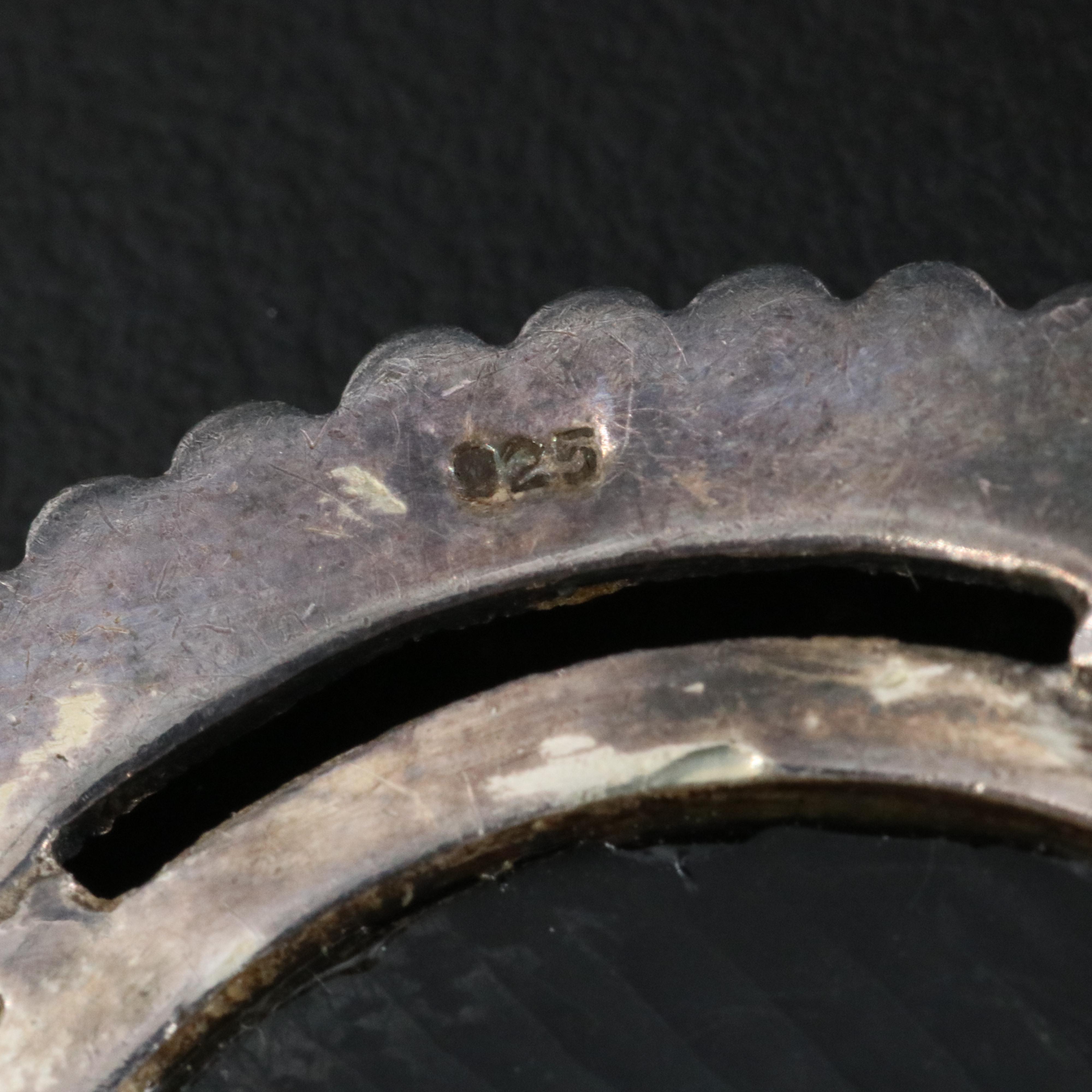 Art Deco Style Sterling Onyx and Marcasite Brooch