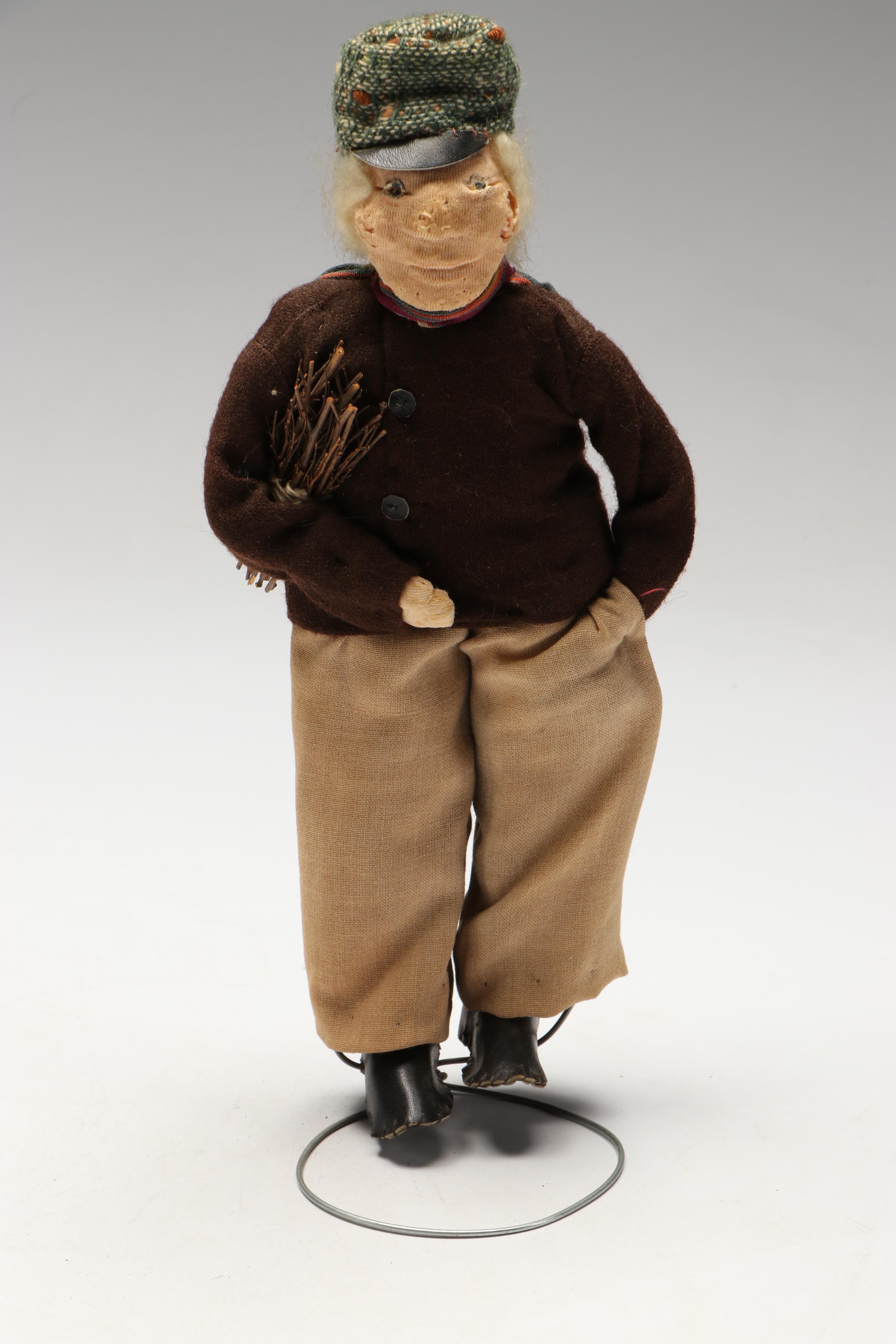 Handmade Fabric Dolls with Metal Stands