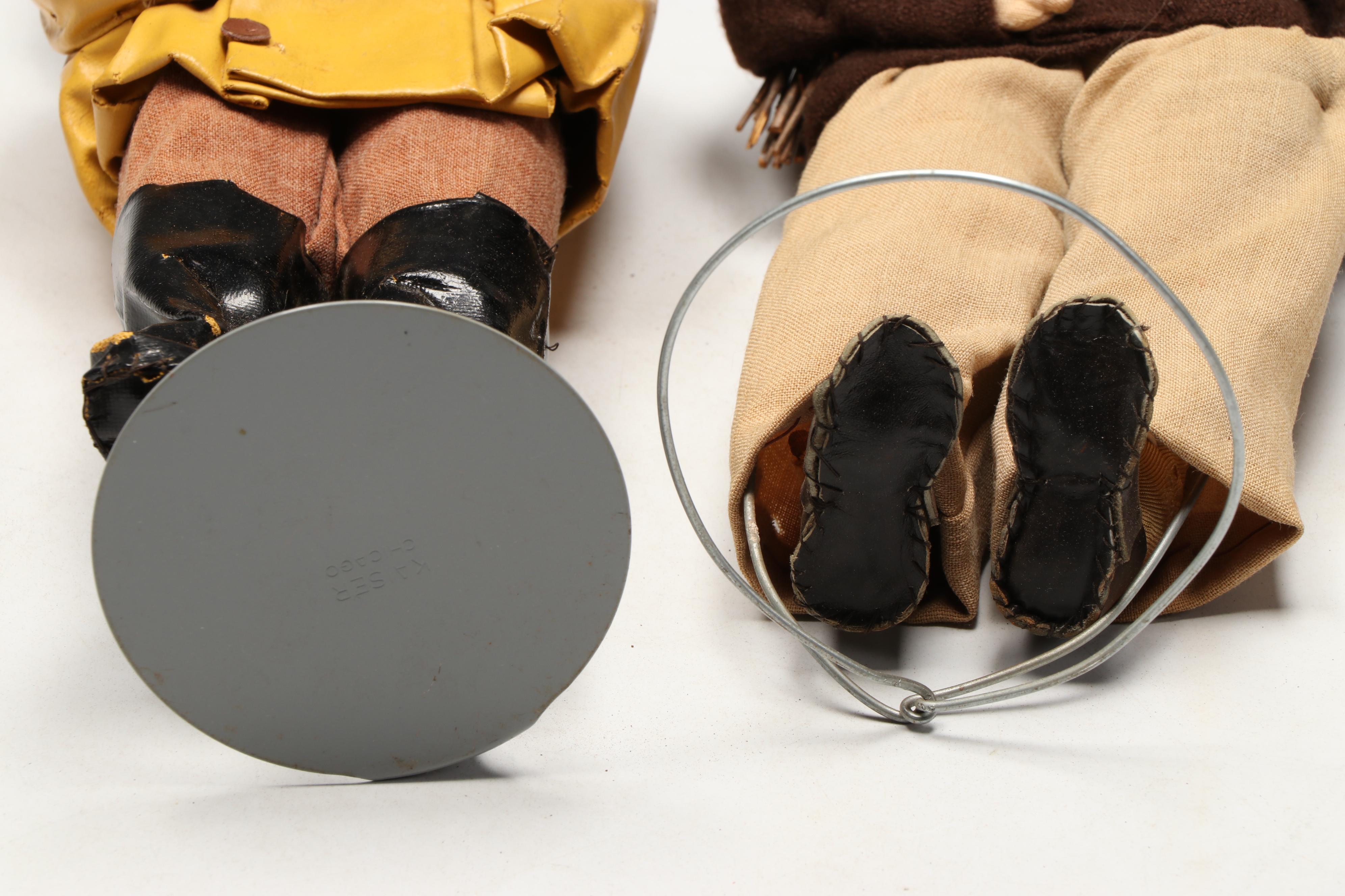 Handmade Fabric Dolls with Metal Stands