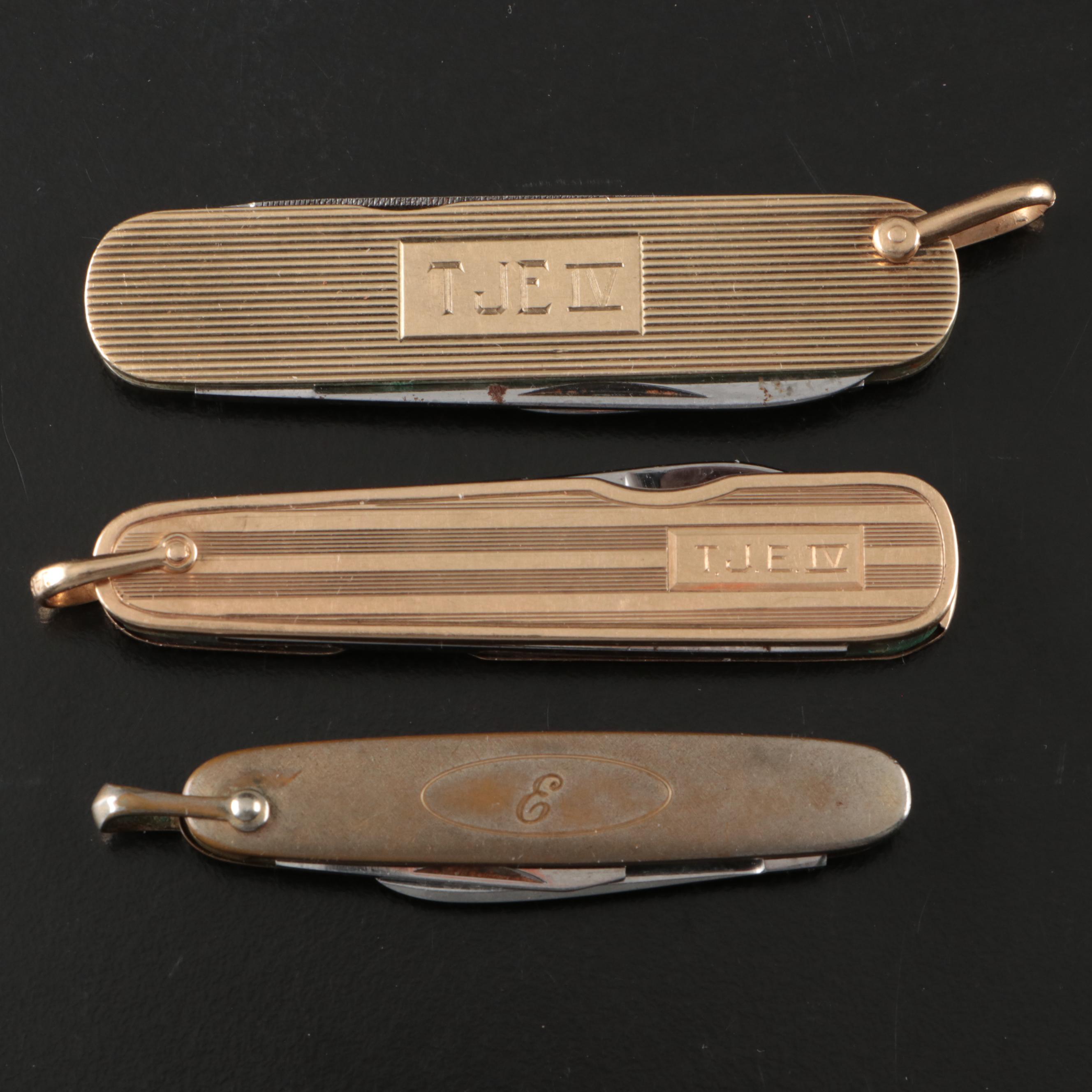 14K Gold Engraved Pocket Knives with Other Anson Folding Knife