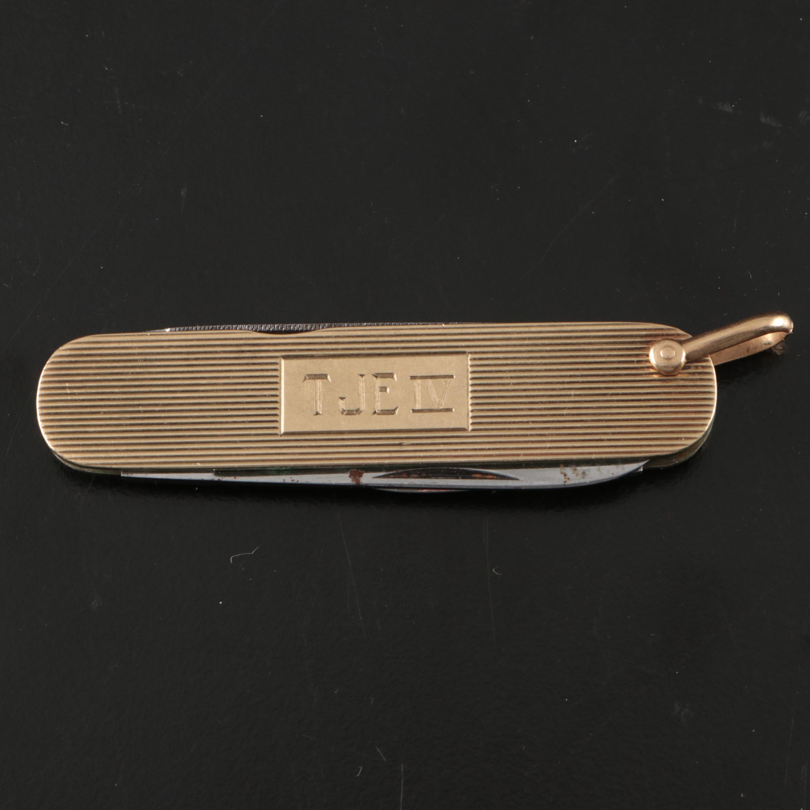 14K Gold Engraved Pocket Knives with Other Anson Folding Knife