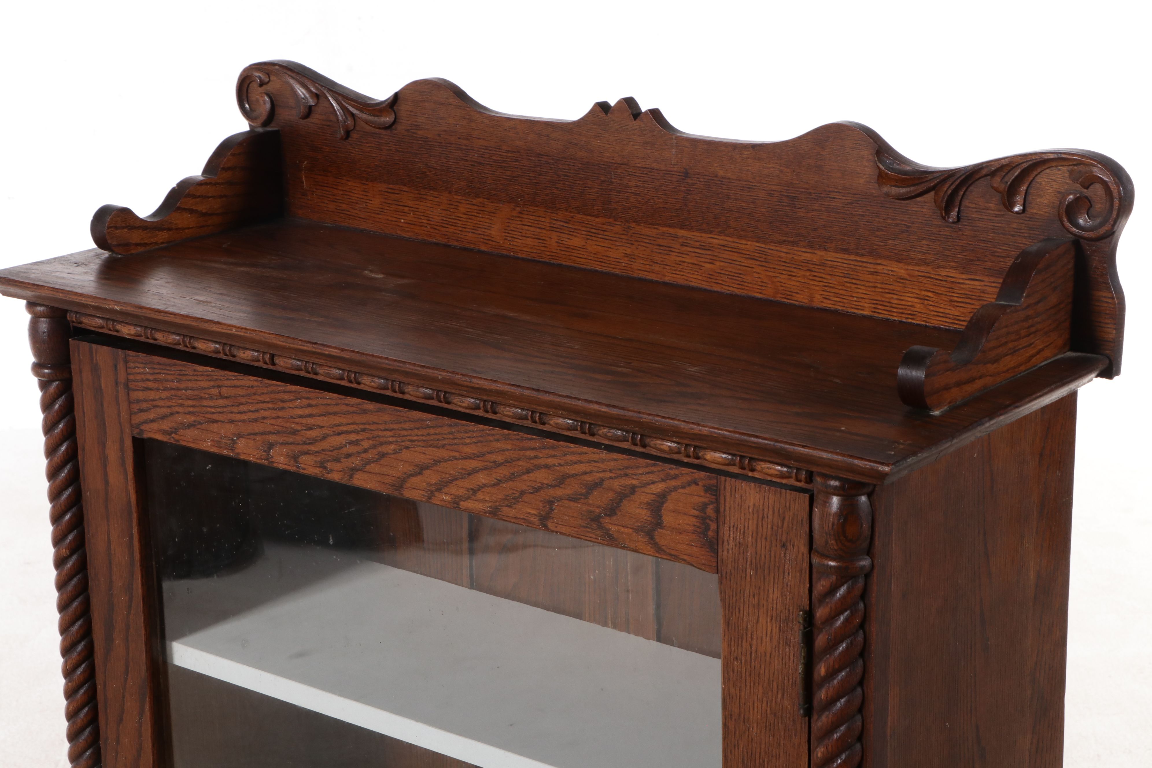 Antique Victorian Dark Oak China Cabinet