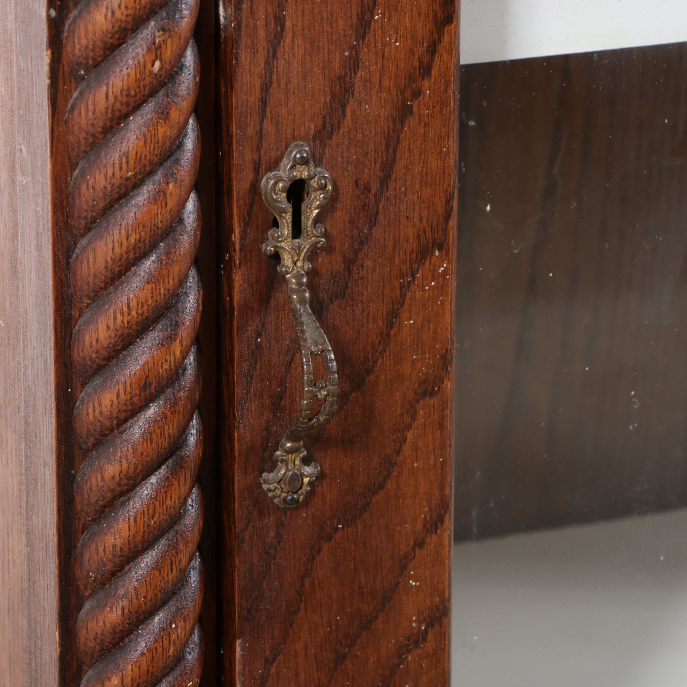 Antique Victorian Dark Oak China Cabinet