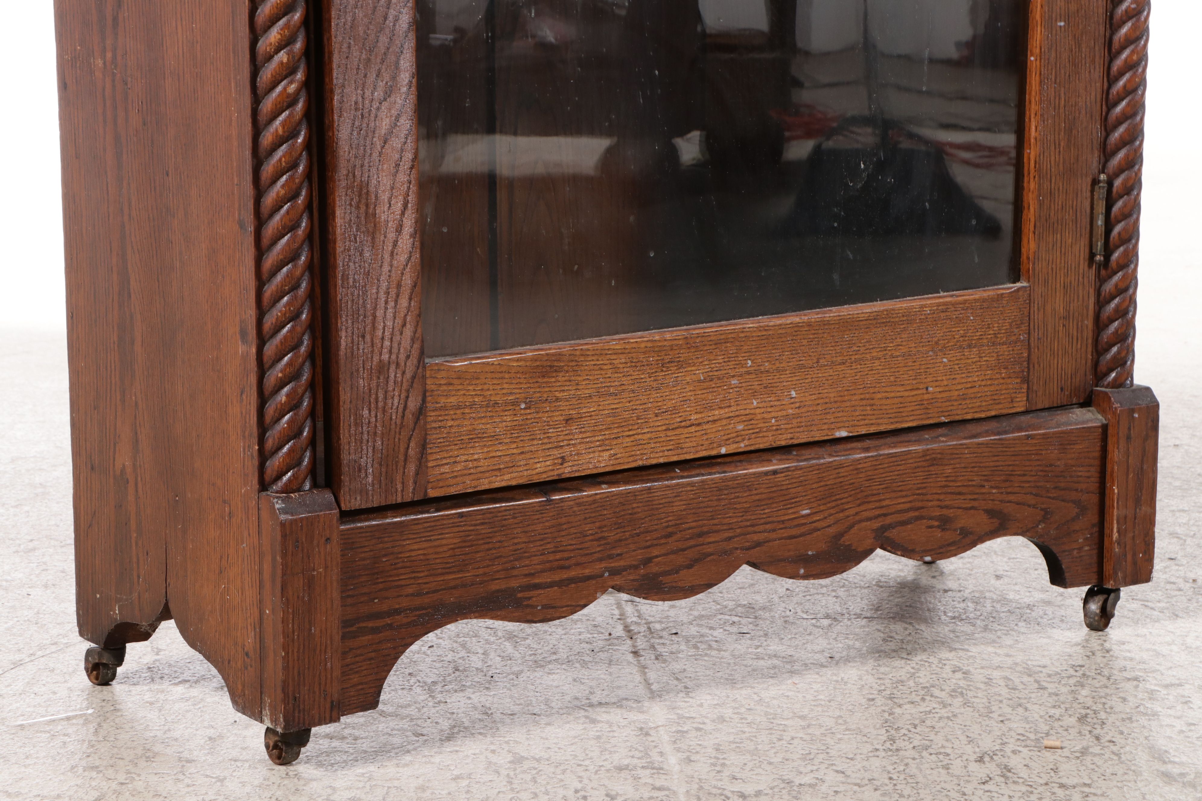 Antique Victorian Dark Oak China Cabinet