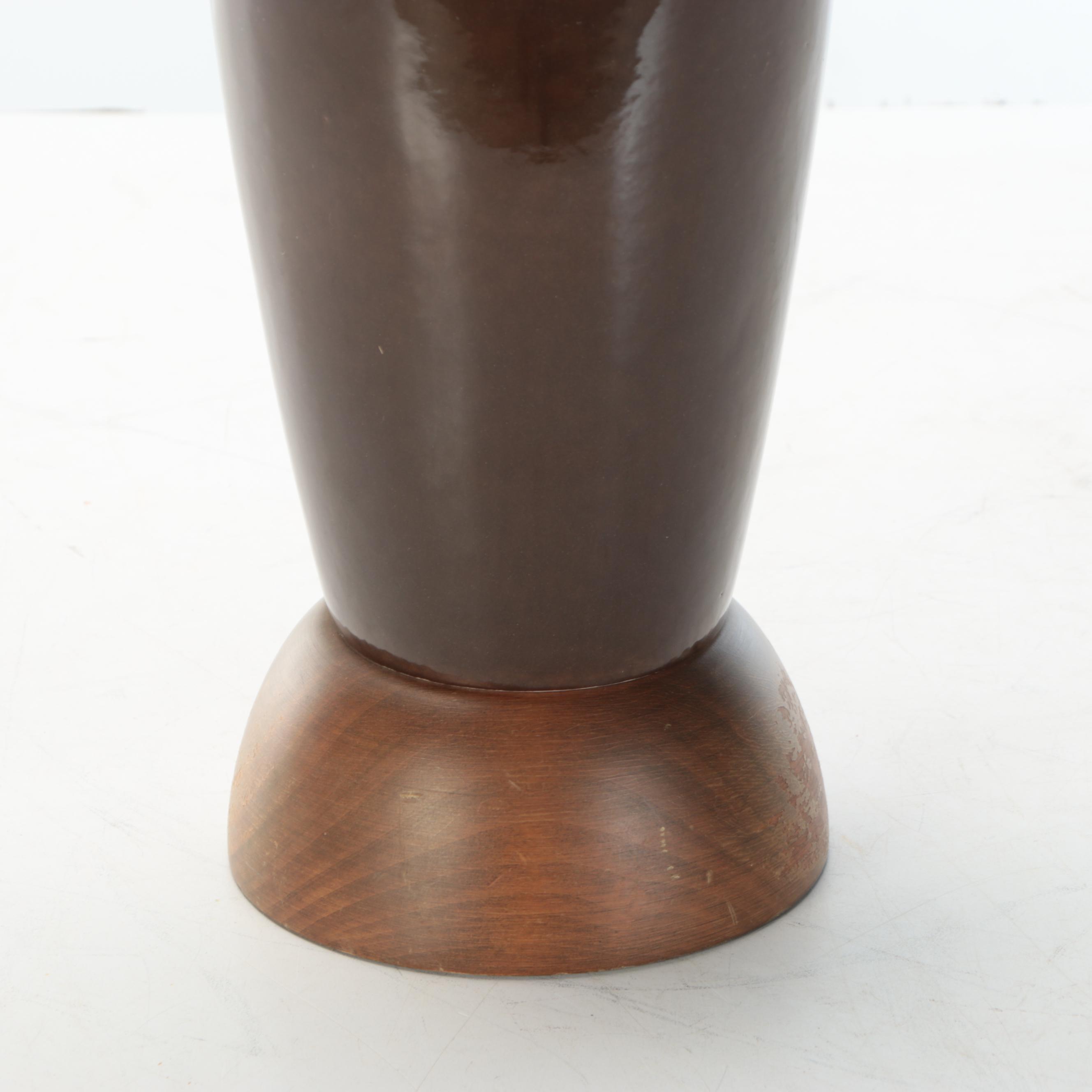 Mid Century Modern Lava Glaze Ceramic Table Lamp, Vintage