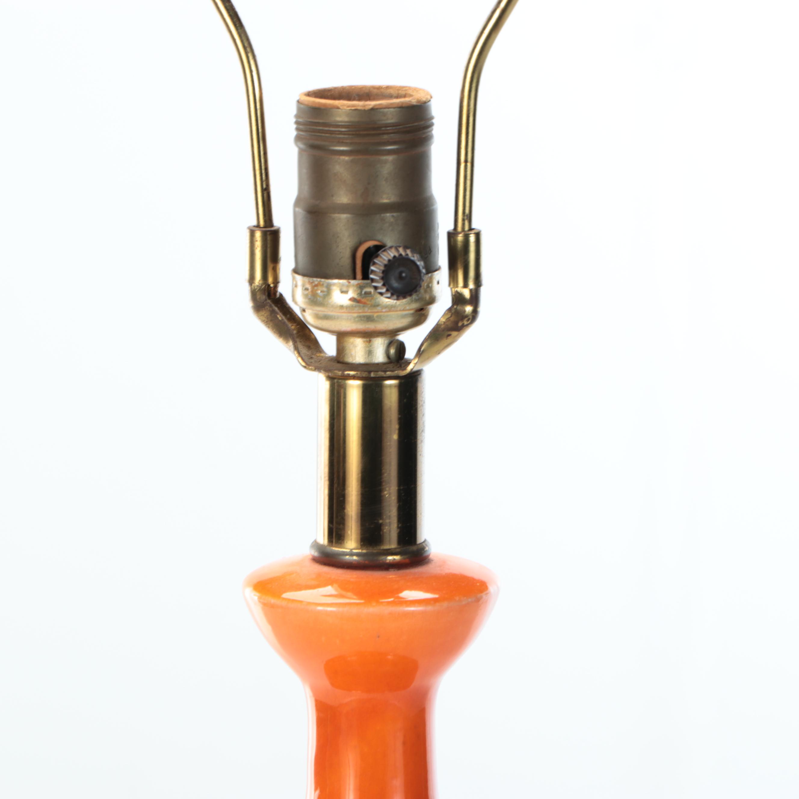 Mid Century Modern Lava Glaze Ceramic Table Lamp, Vintage