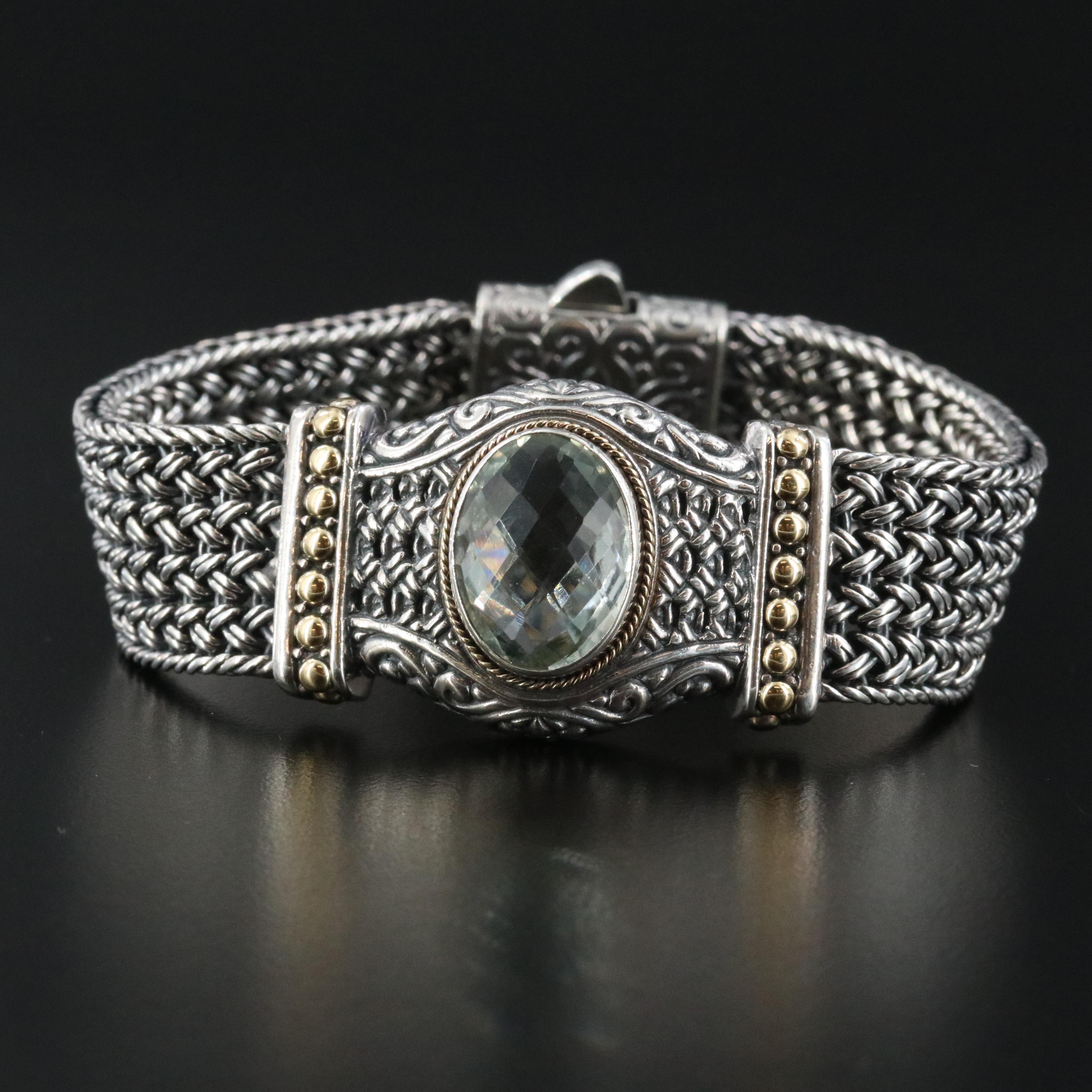 Samuel Benham Sterling Prasiolite Bracelet with 18K Accents