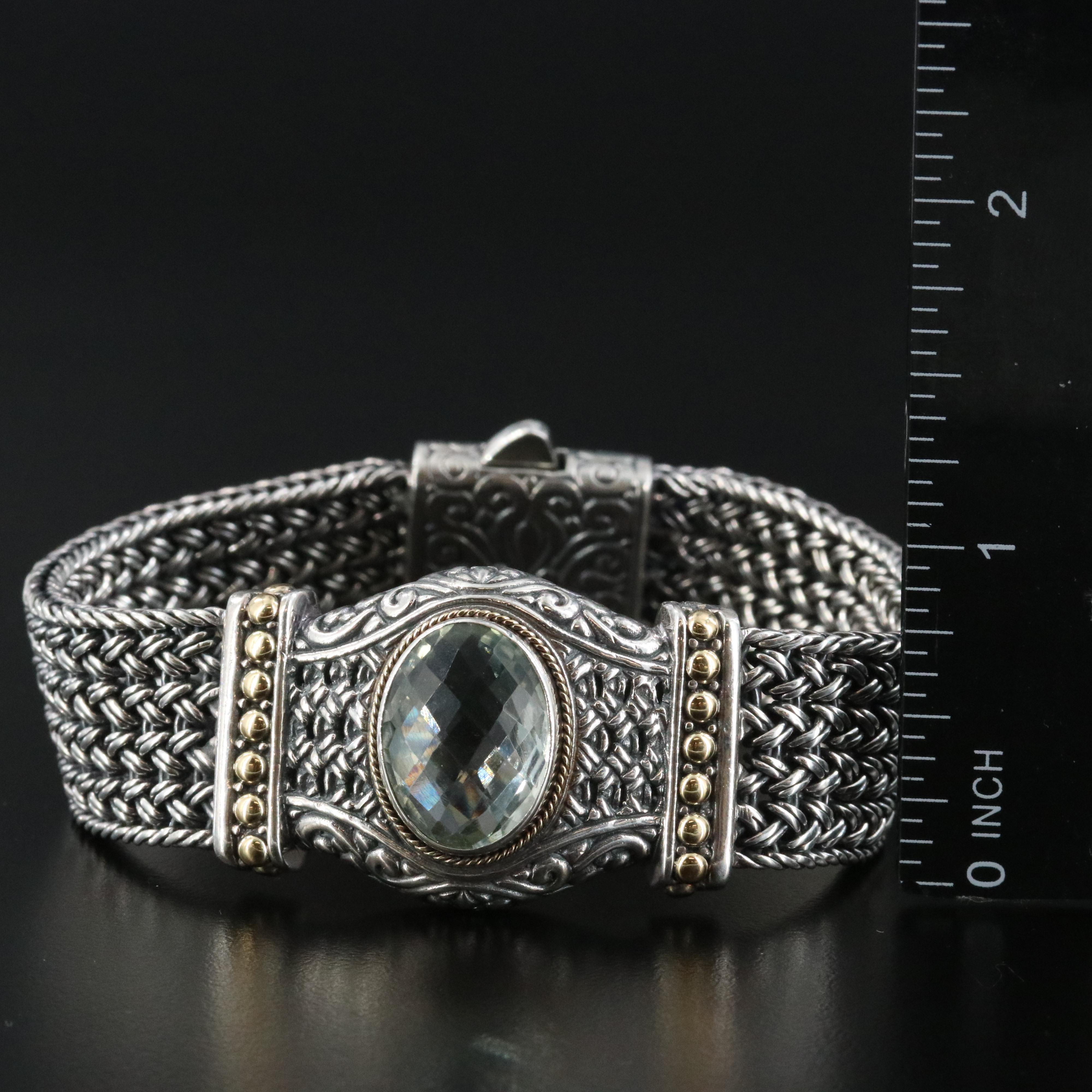 Samuel Benham Sterling Prasiolite Bracelet with 18K Accents