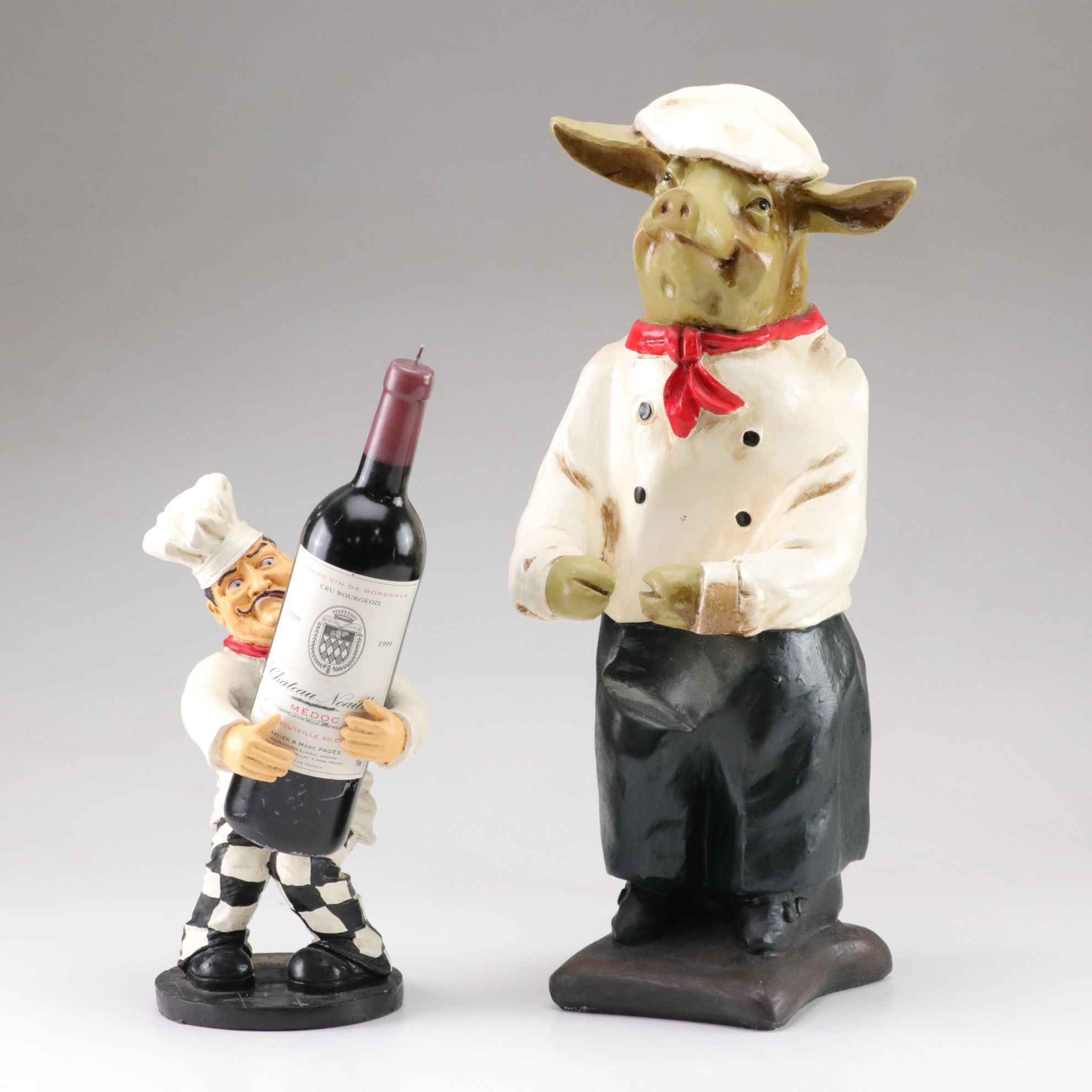 Chef Wine Bottle Holders with Bordeaux Wine Candle