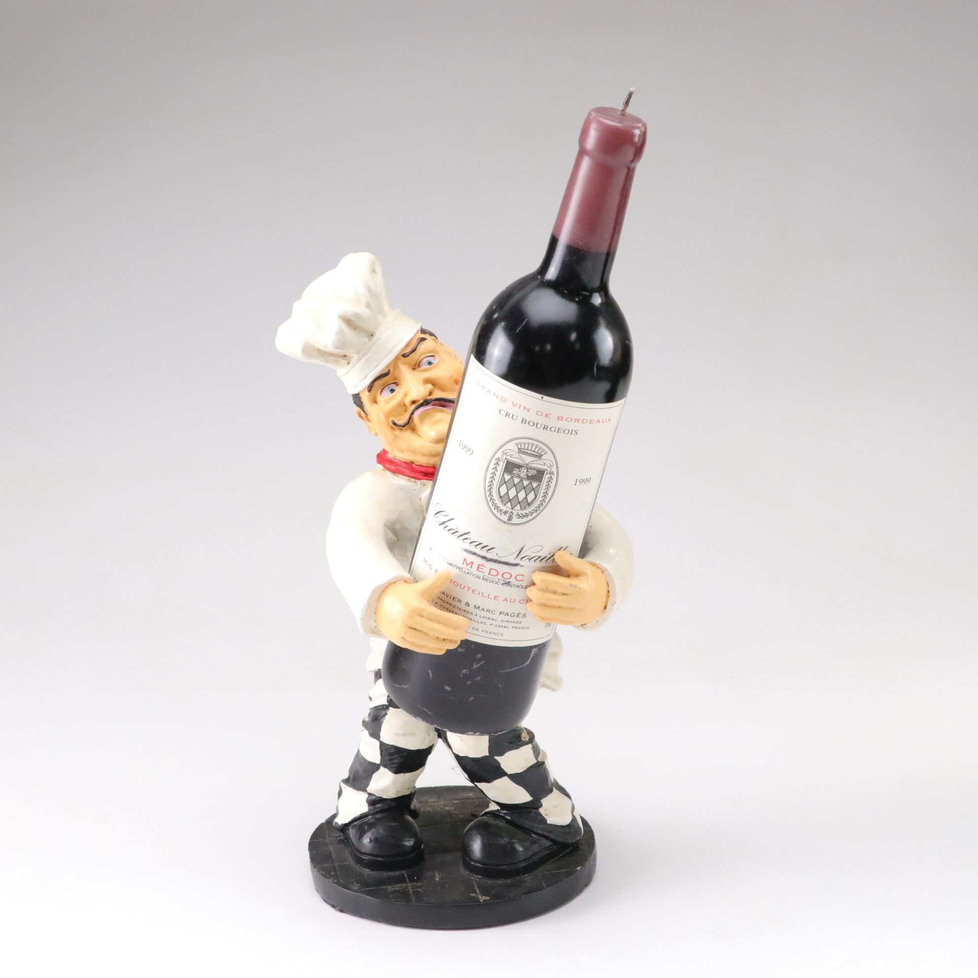 Chef Wine Bottle Holders with Bordeaux Wine Candle