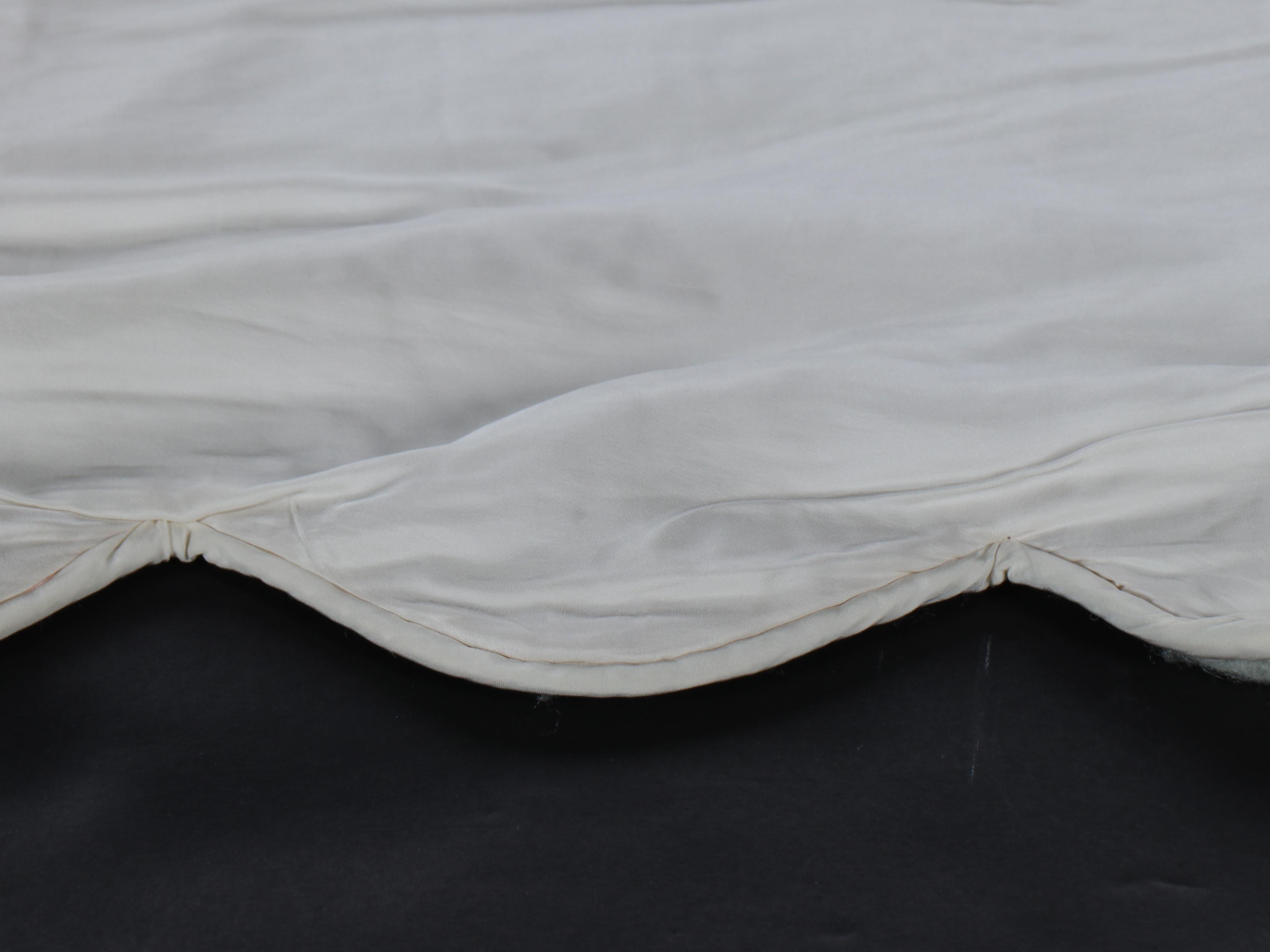 Pair of Fleur-de-Lis Pattern Wool Blend and Lace Blankets