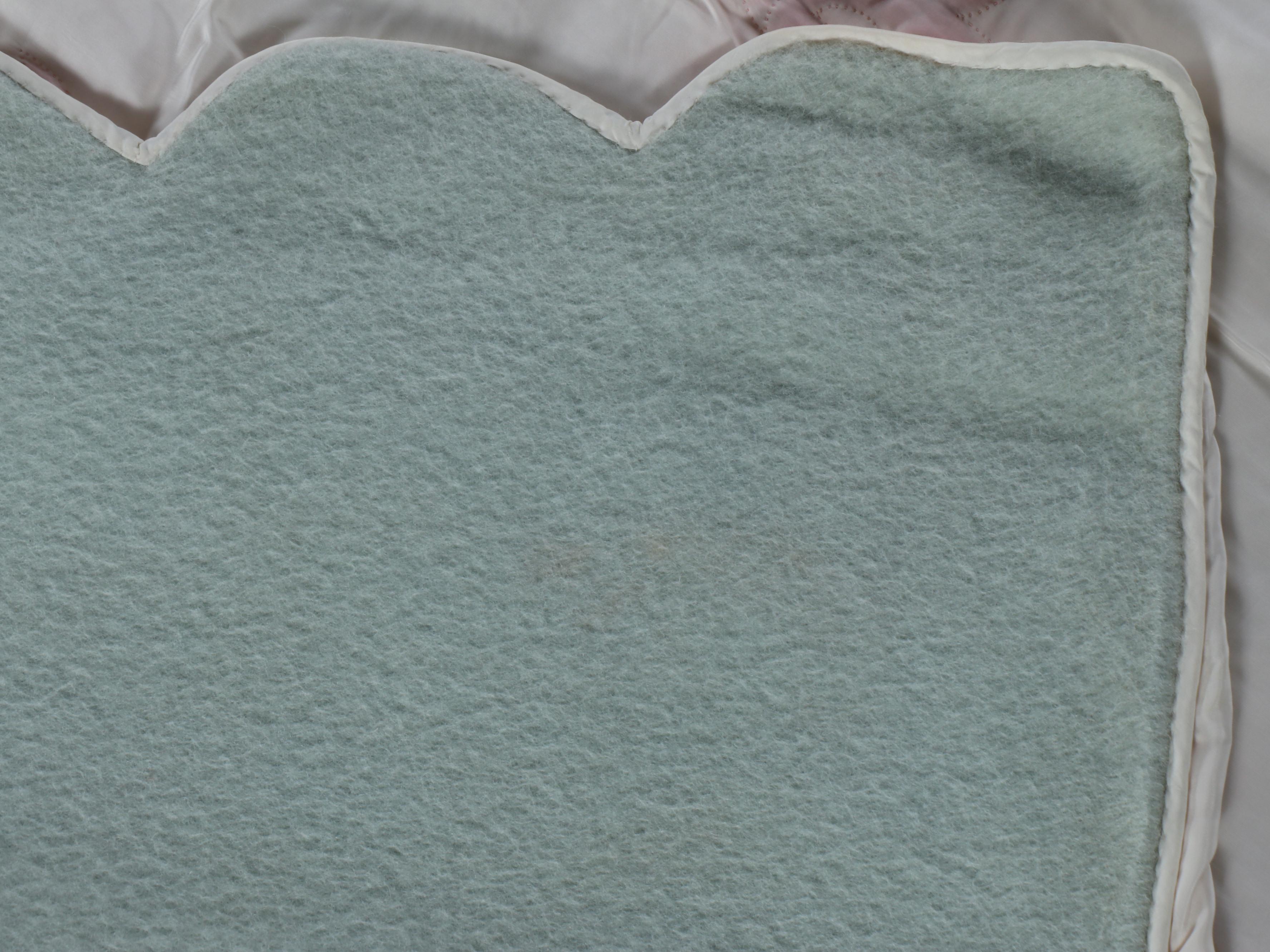 Pair of Fleur-de-Lis Pattern Wool Blend and Lace Blankets