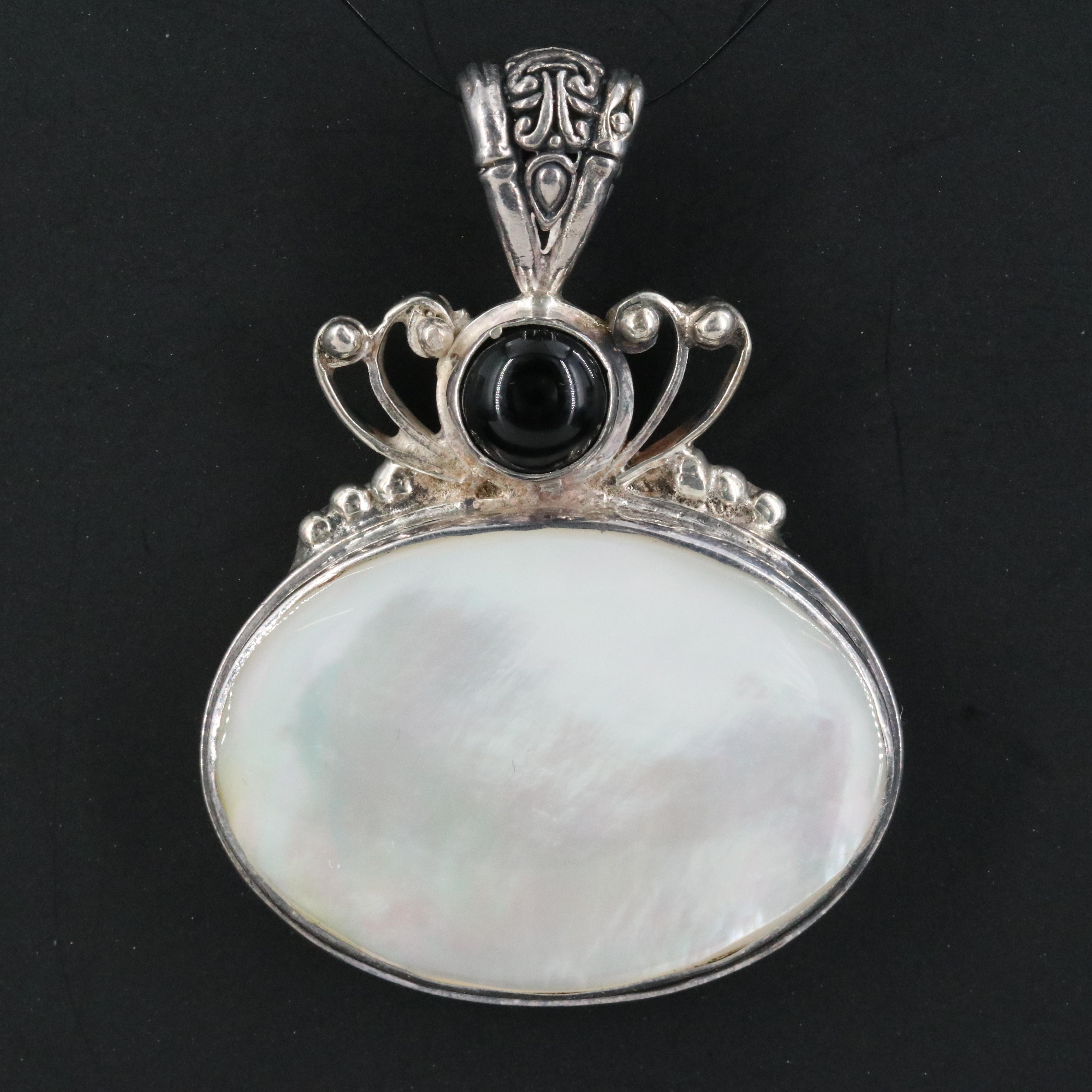 Sterling Mother-of-Pearl and Black Onyx Pendant