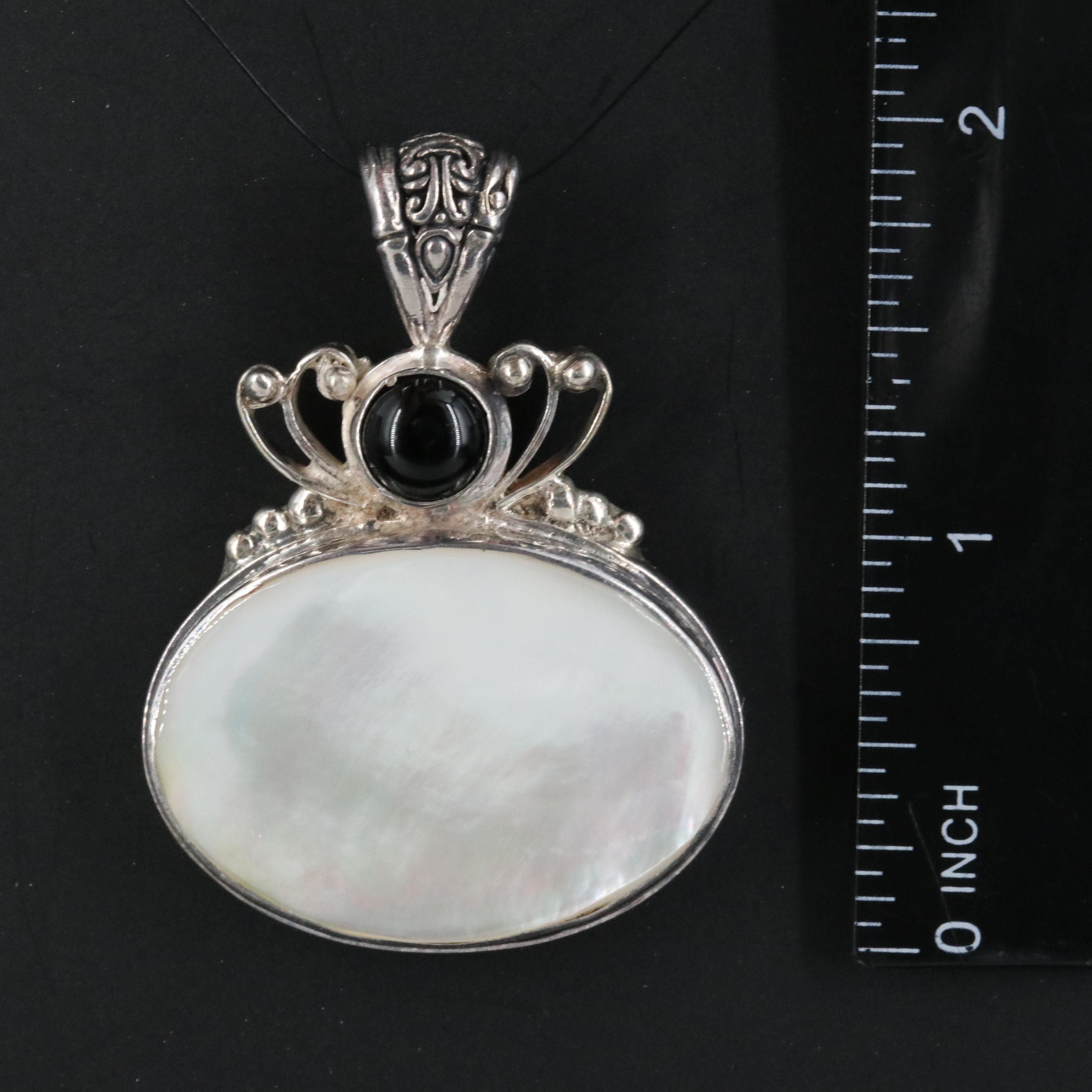 Sterling Mother-of-Pearl and Black Onyx Pendant