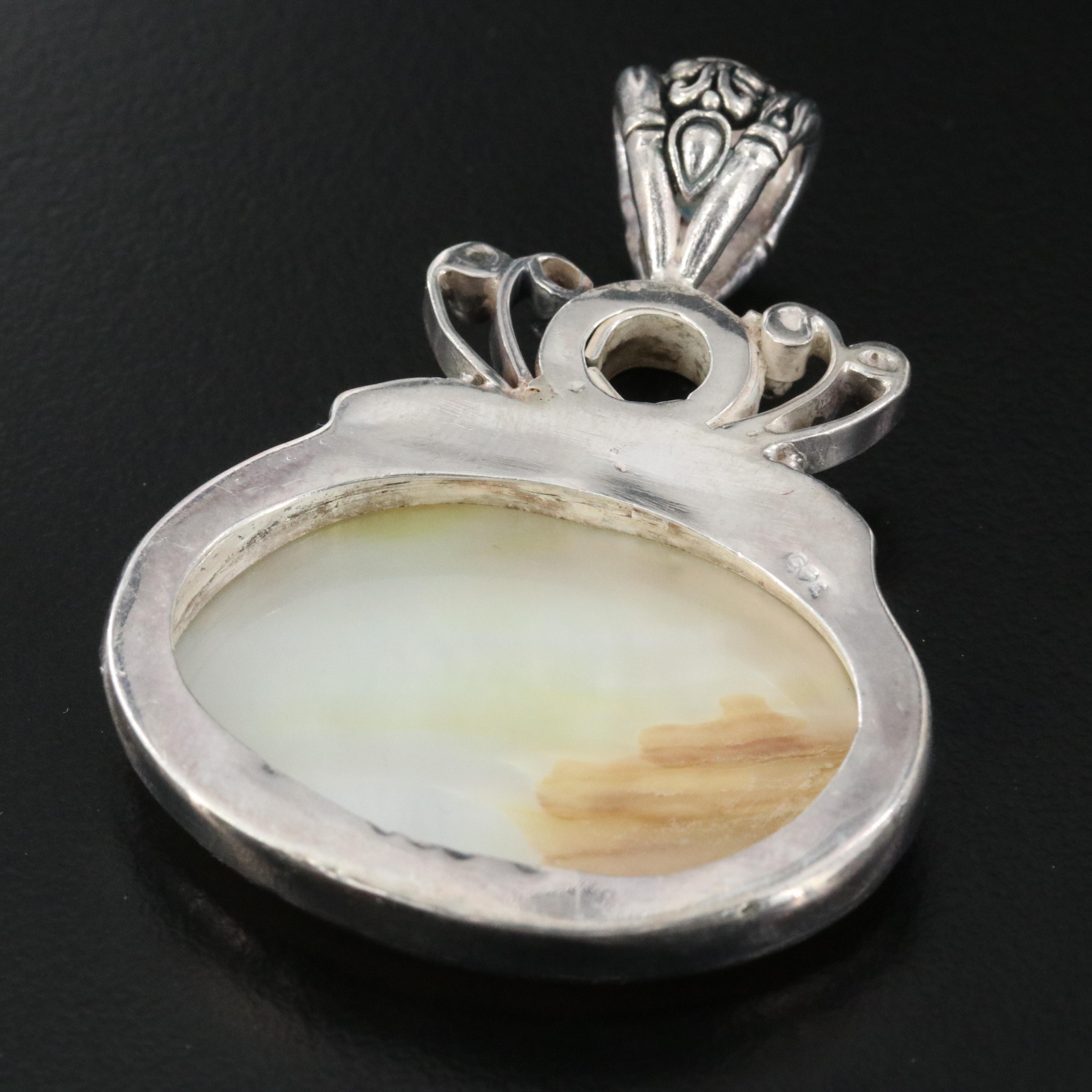 Sterling Mother-of-Pearl and Black Onyx Pendant