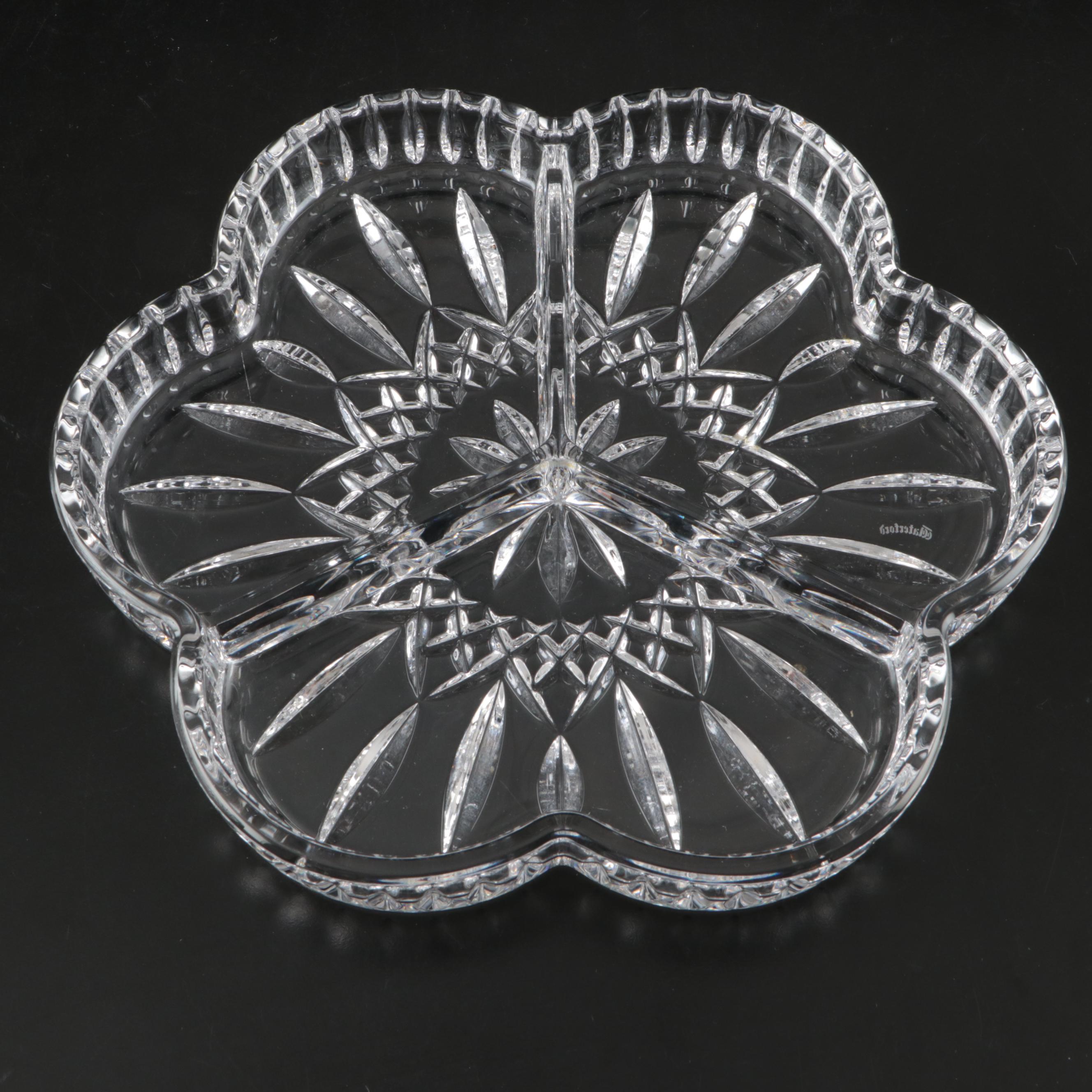 Waterford "Lismore" Cut Crystal Divided Dish with "Colleen" Bowl