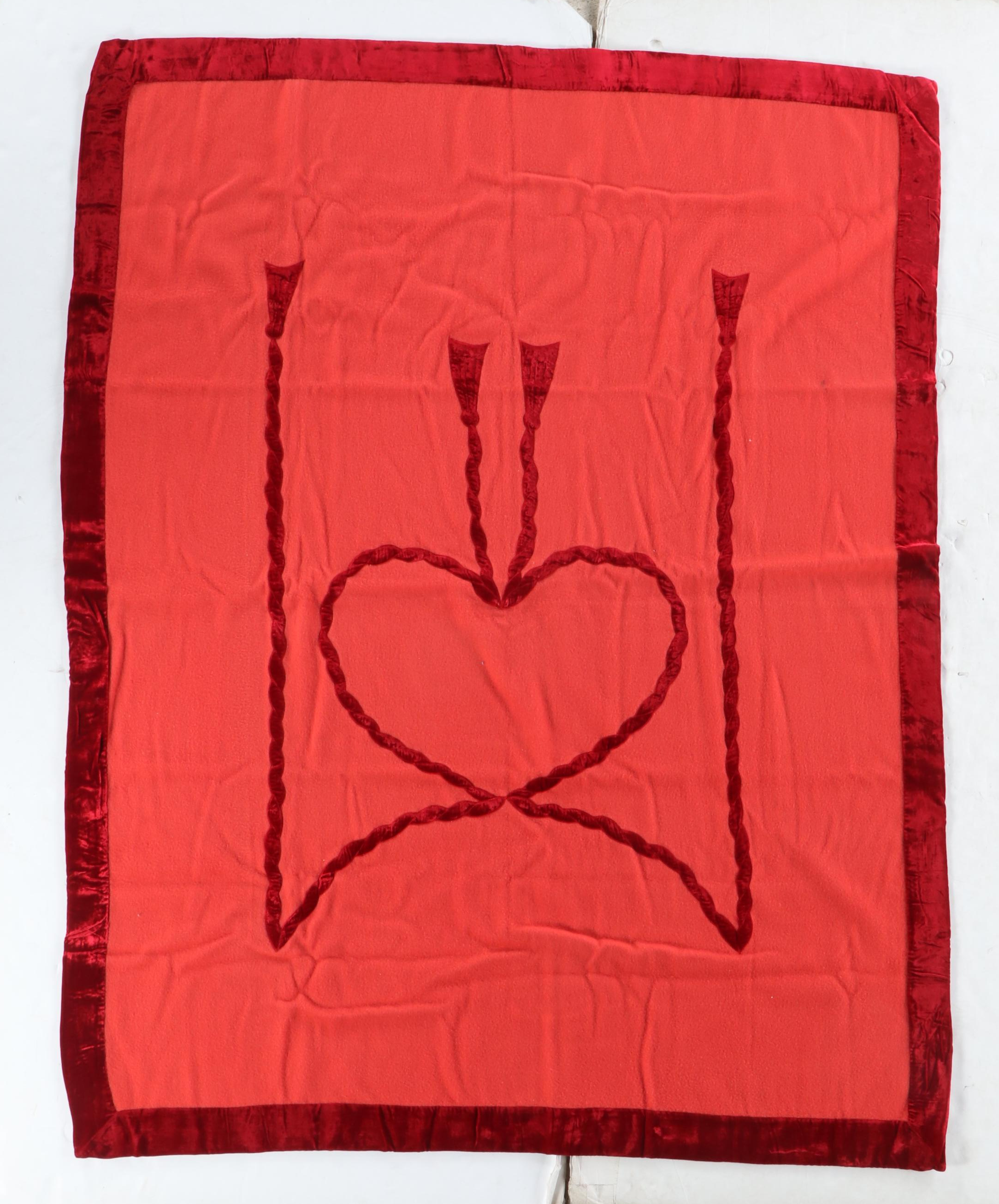 Pair of Victorian Style Velveteen Trimmed Wool Blend Blankets