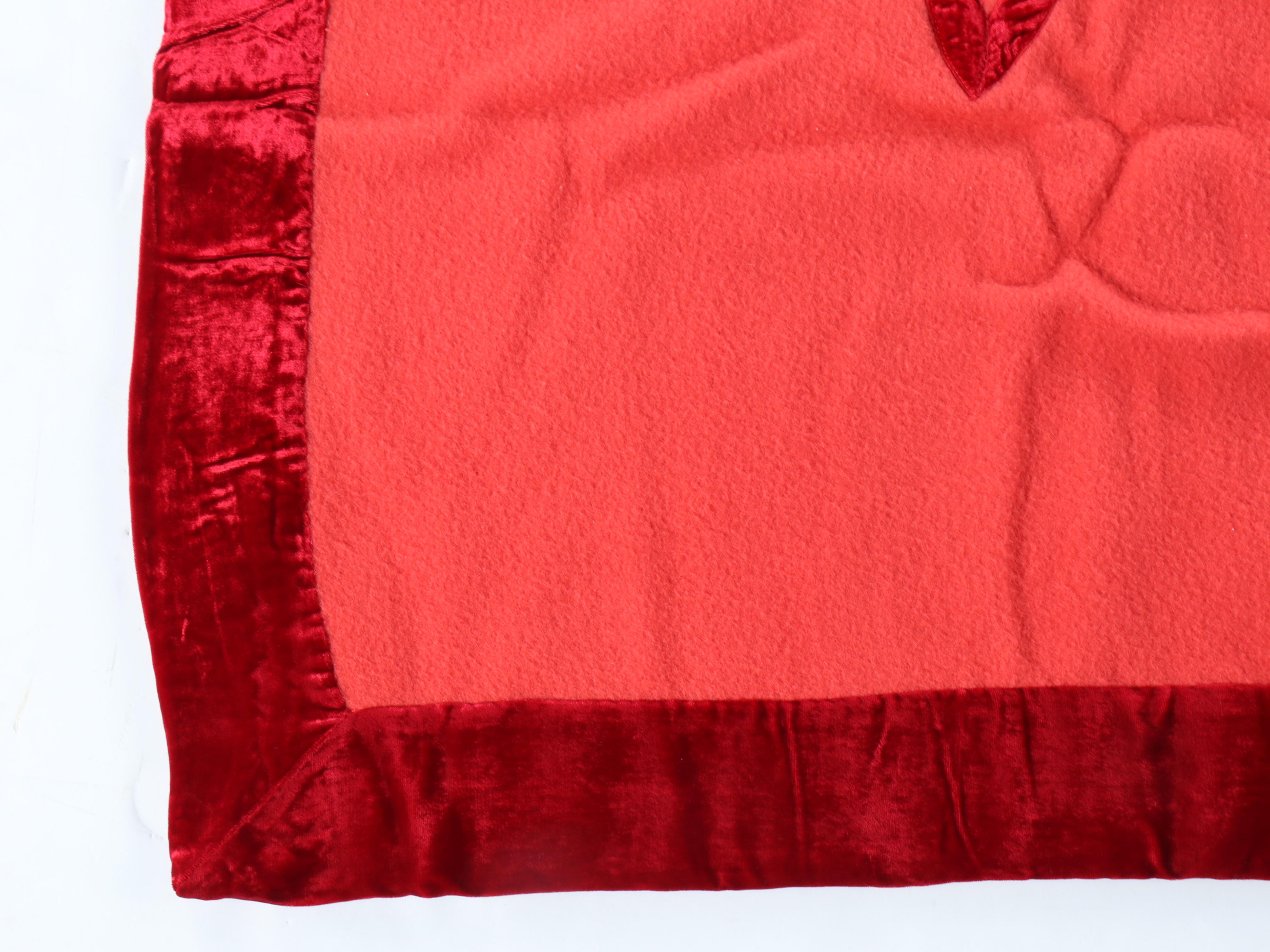 Pair of Victorian Style Velveteen Trimmed Wool Blend Blankets