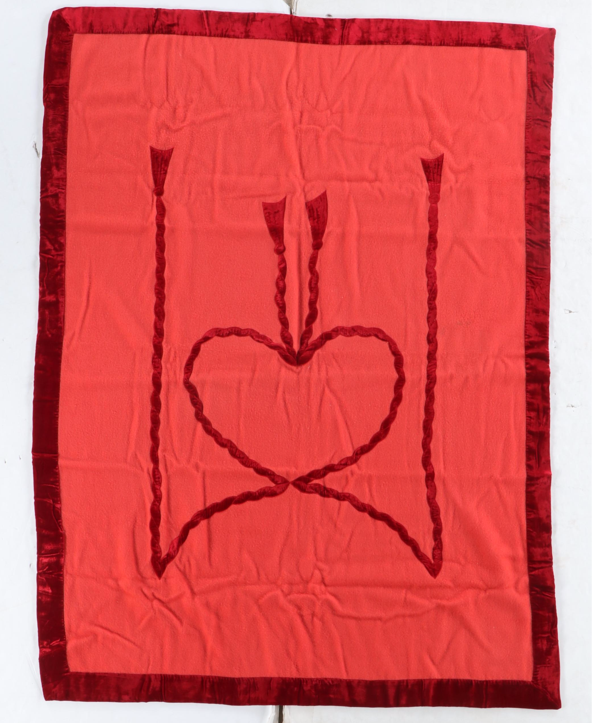 Pair of Victorian Style Velveteen Trimmed Wool Blend Blankets