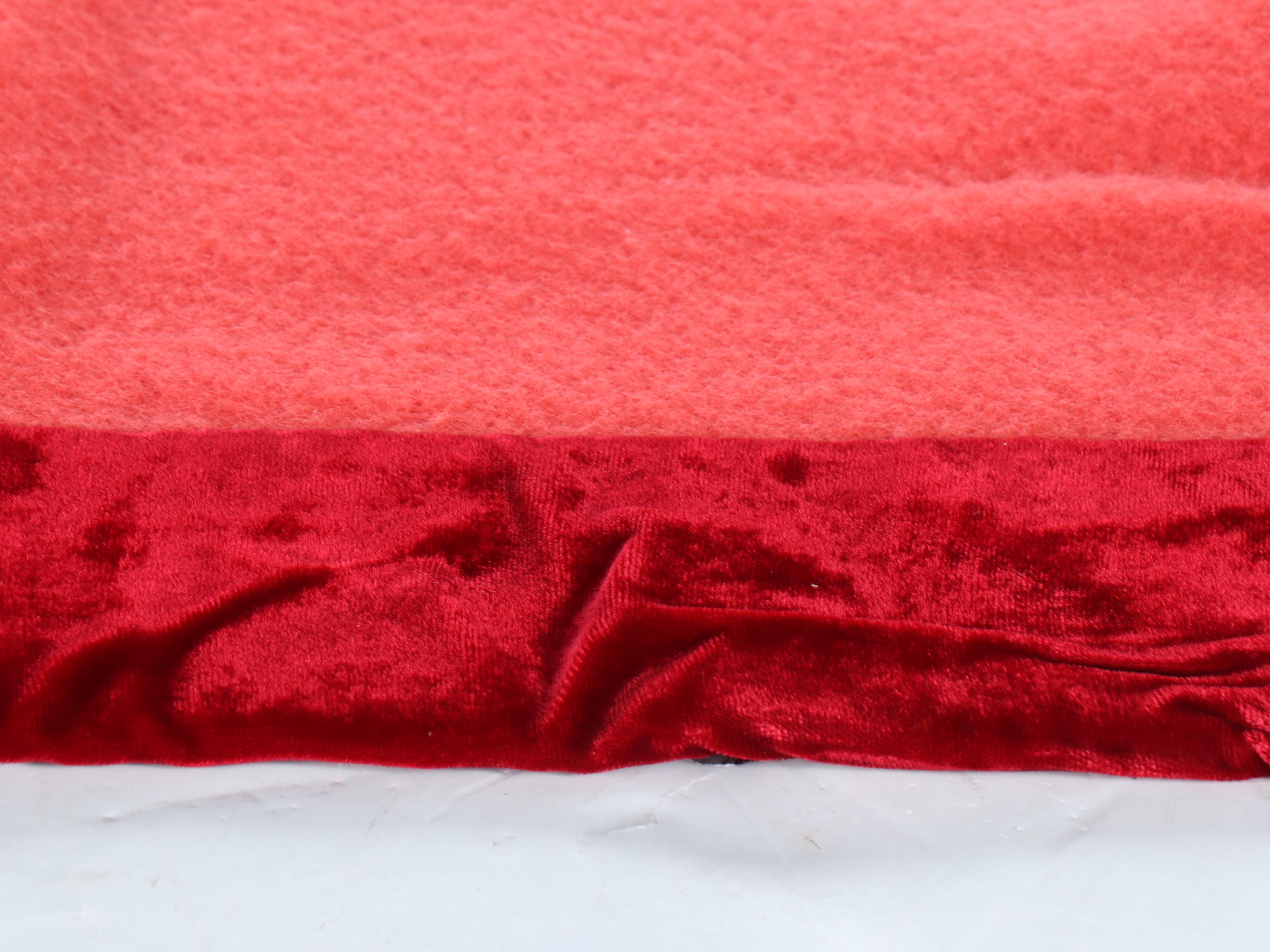 Pair of Victorian Style Velveteen Trimmed Wool Blend Blankets