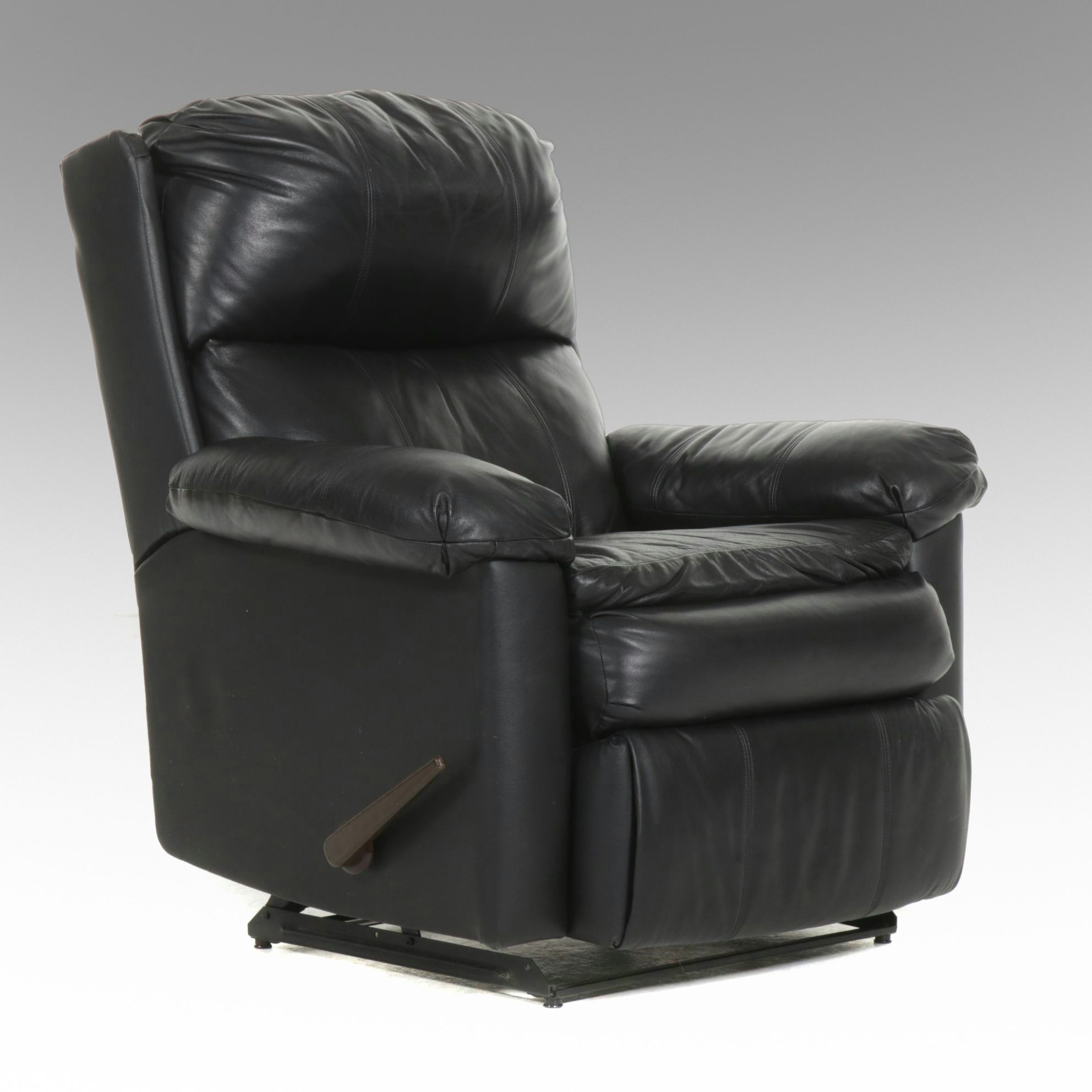 Black Leather Manual Lever Recliner