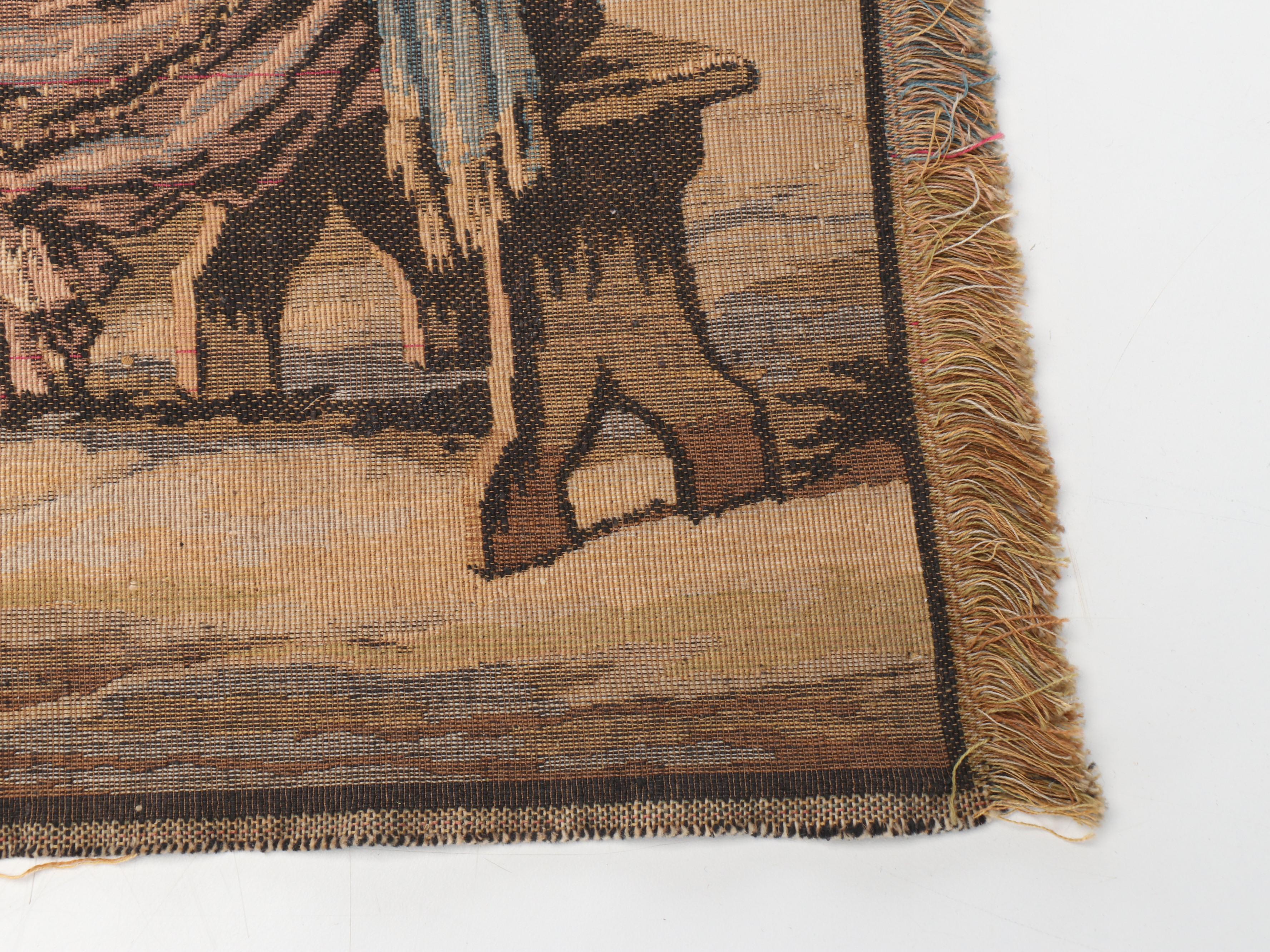 French Aubusson Style Tavern Scene Woven Tapestry