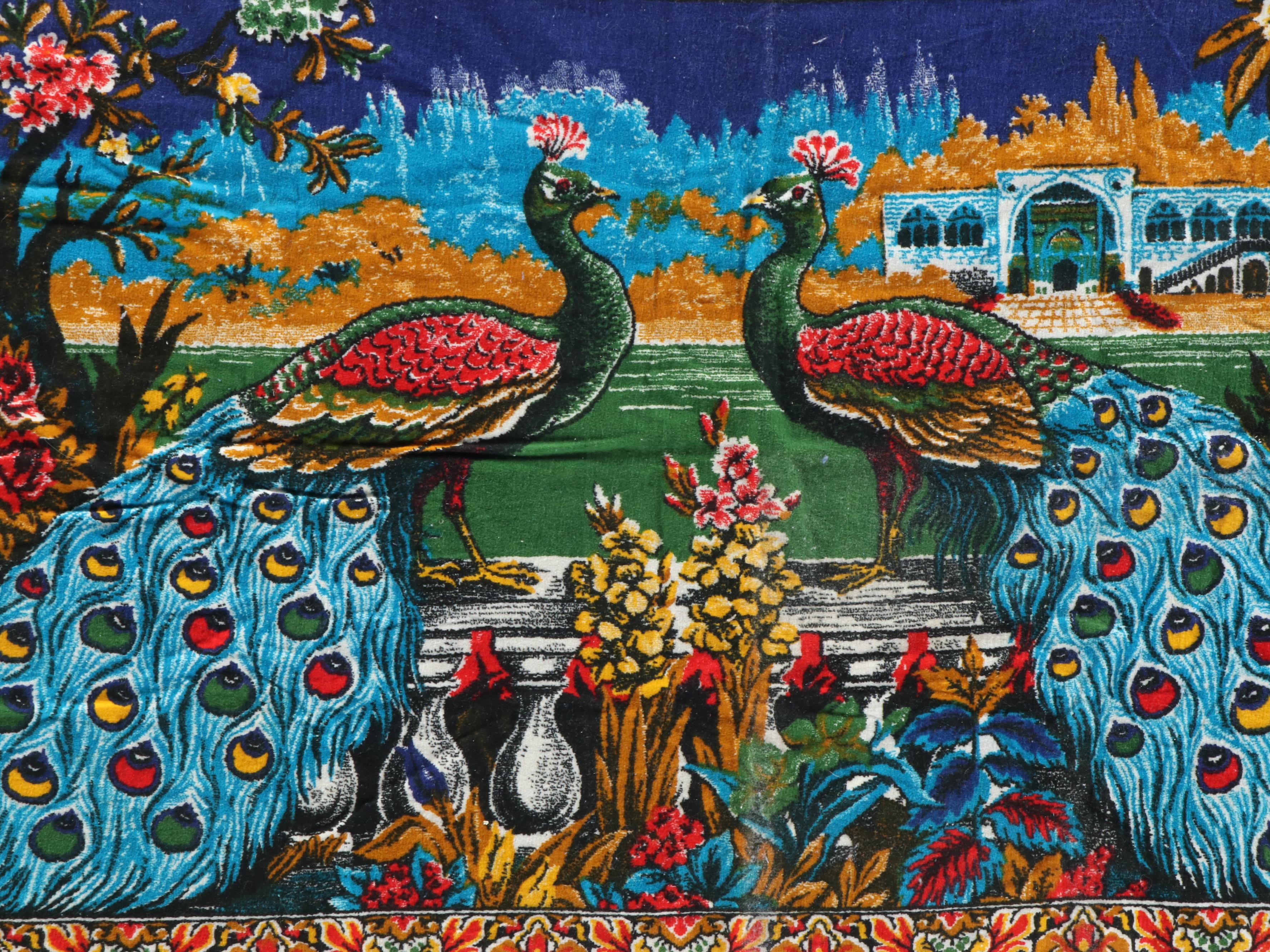 6'8 x 3'2 Bukhara Textile Turkish Rug with Peacock Wall Rug