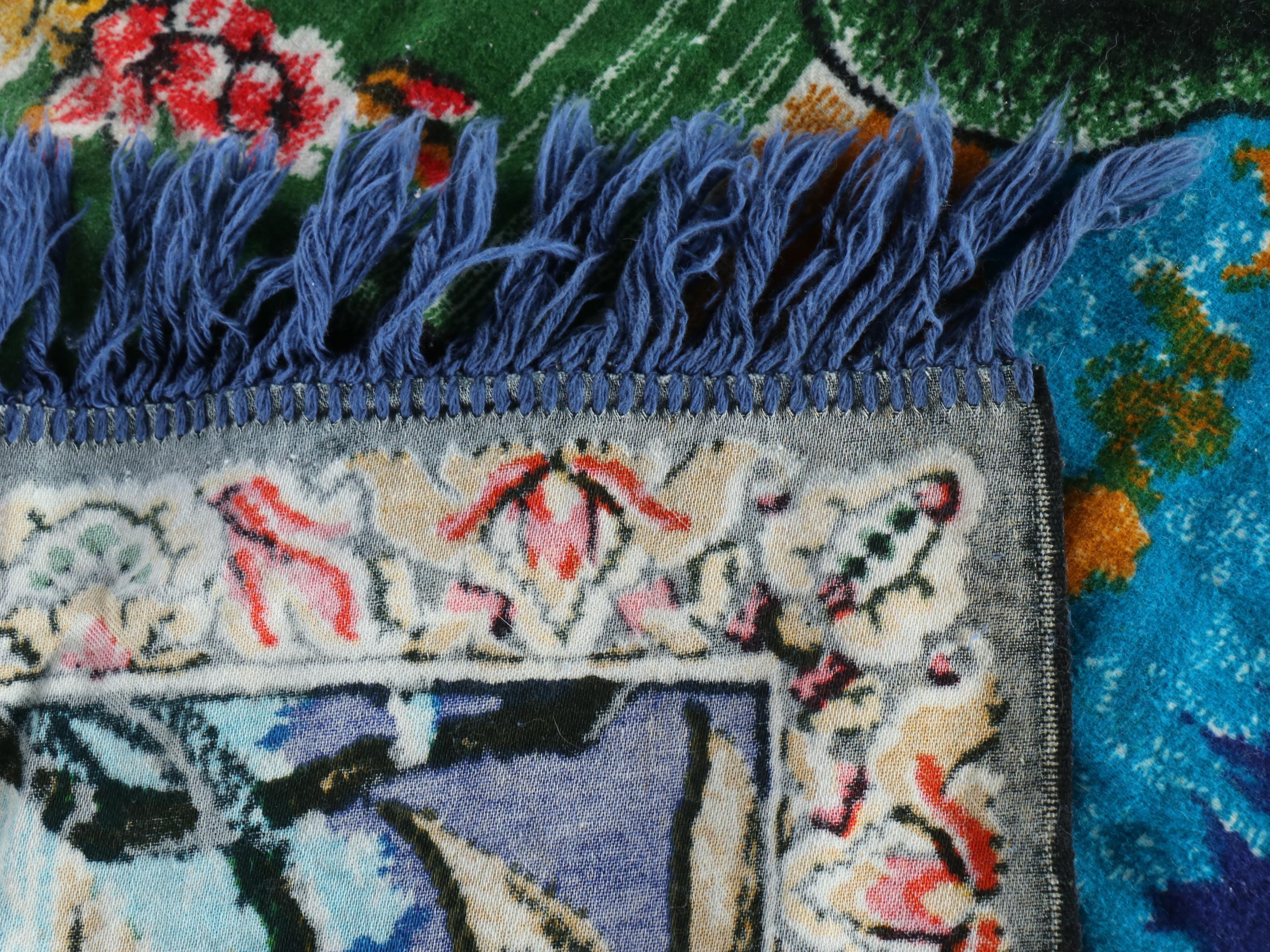 6'8 x 3'2 Bukhara Textile Turkish Rug with Peacock Wall Rug