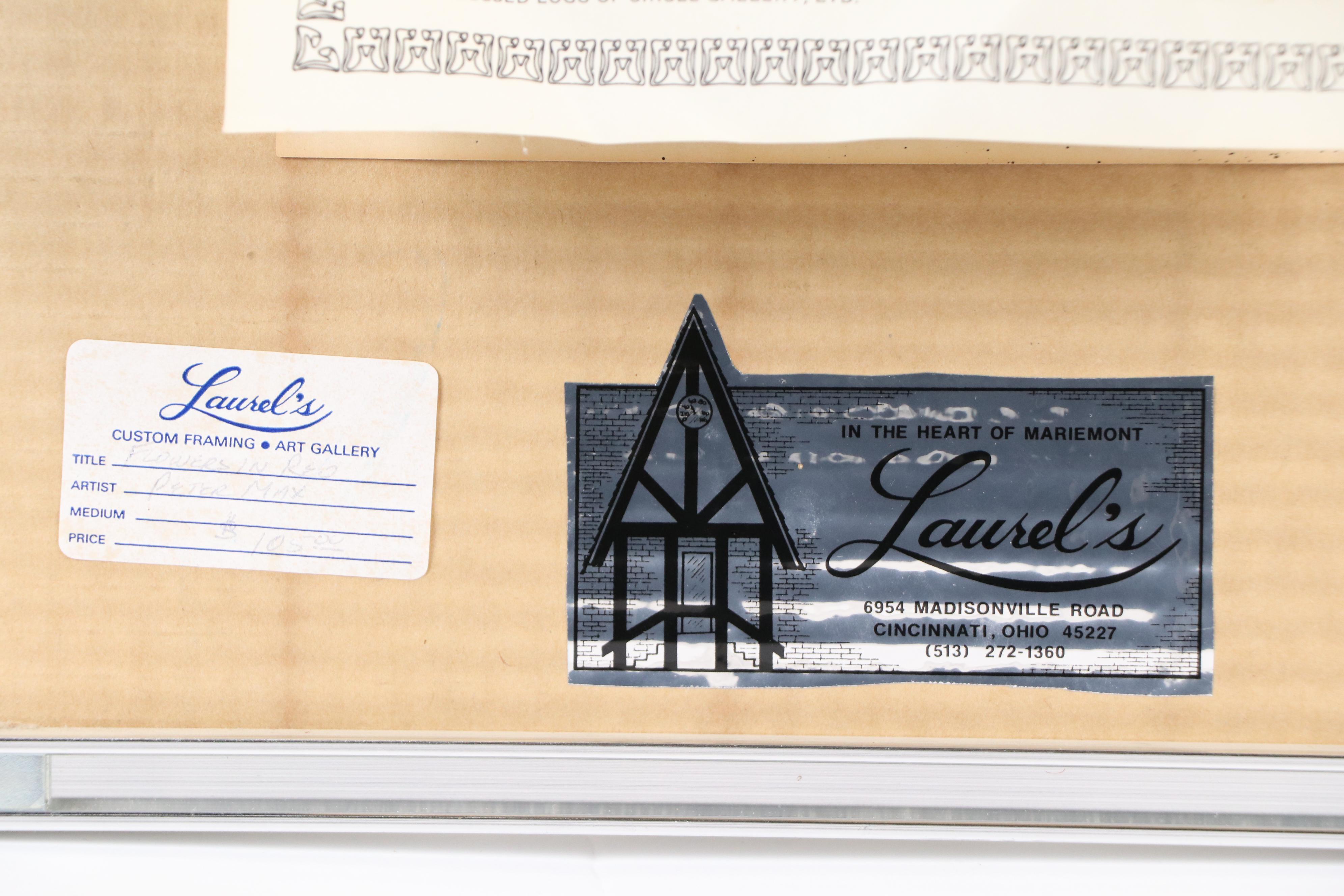 Peter Max Modern Lithograph "Flowers in Red," 1976