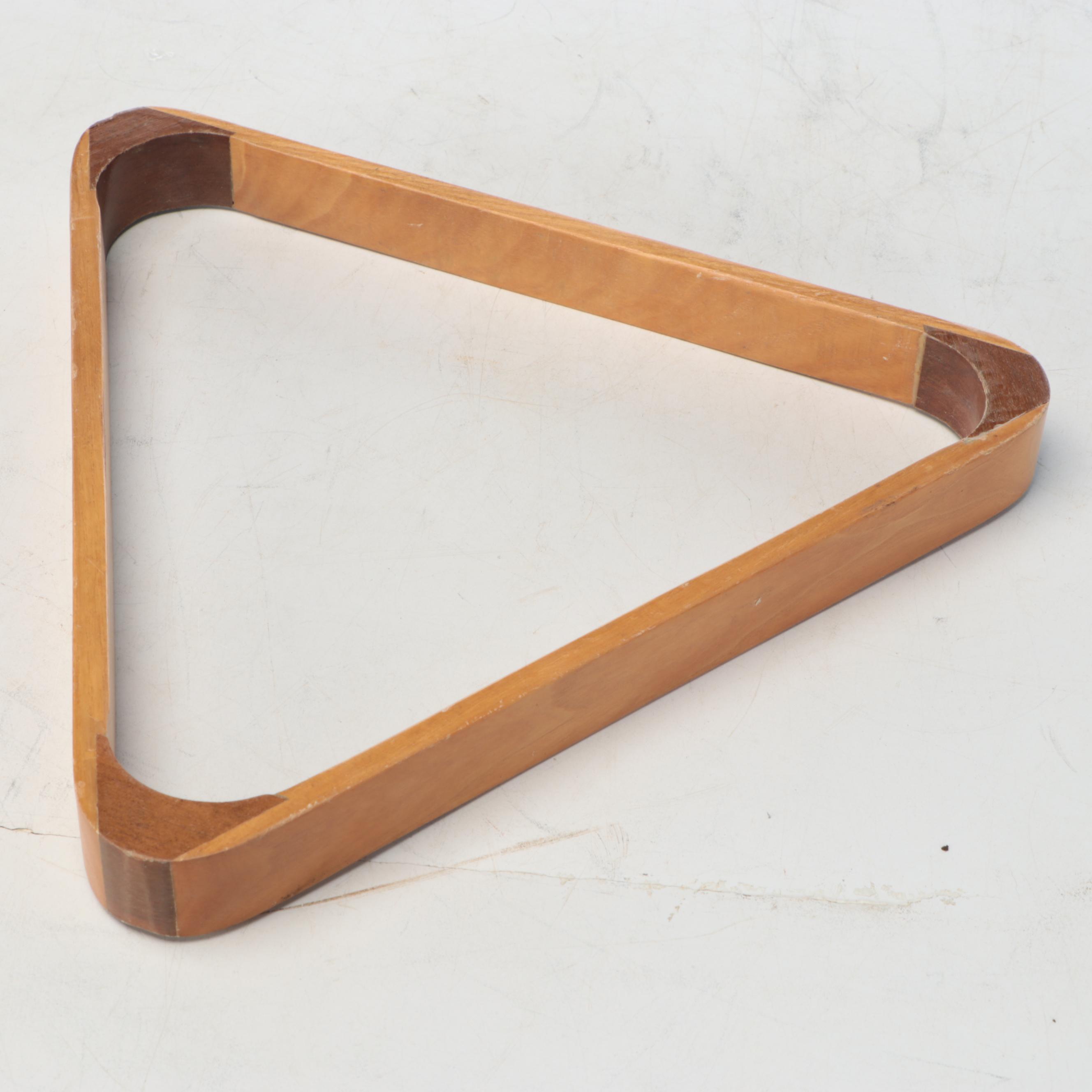 Lacquerware Billiards Cues, Wooden Triangle Rack, and More Billiards Accessories