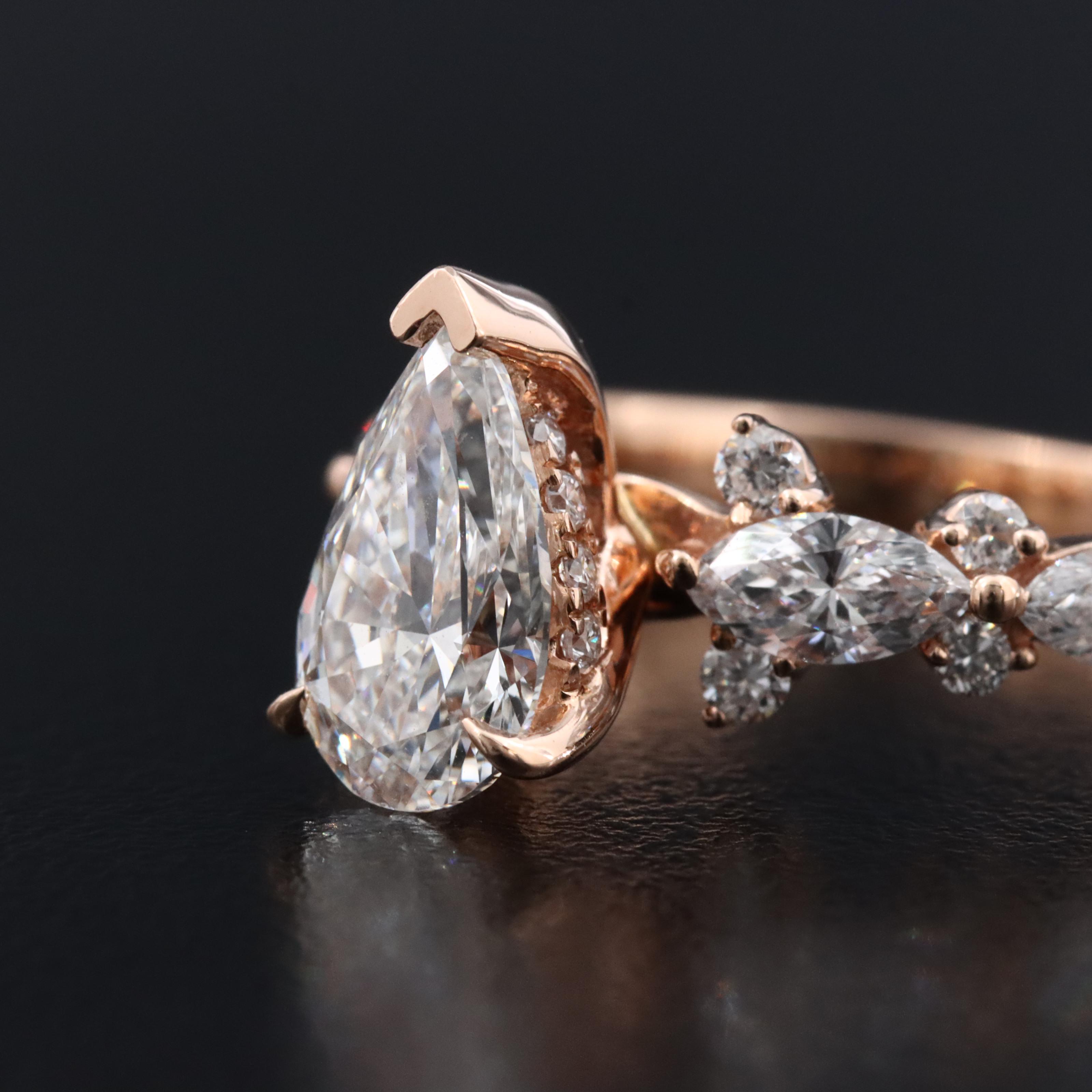 14K Rose Gold 3.11 CTW Lab Grown Diamond Ring with Online IGI Report