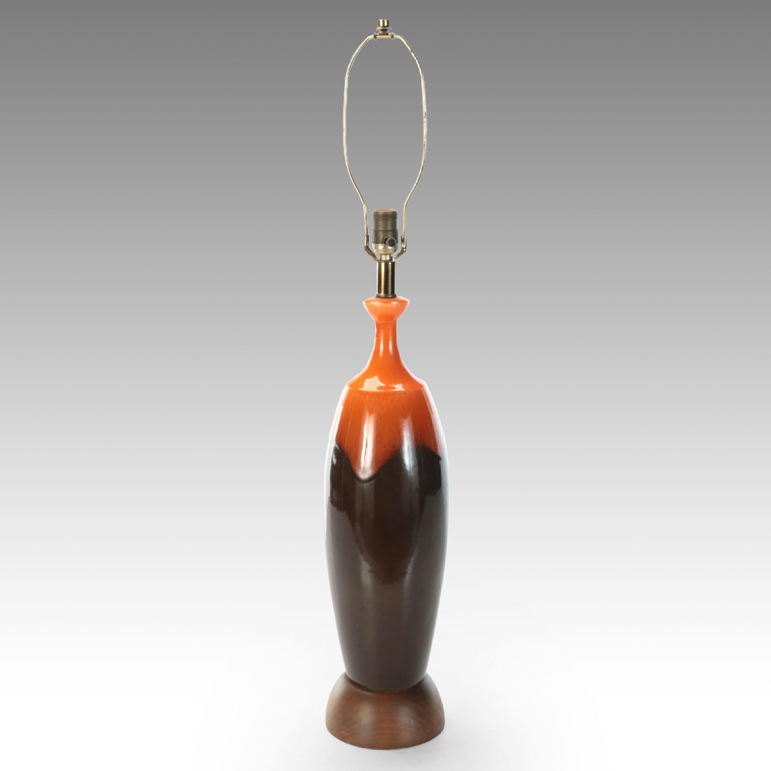 Mid Century Modern Lava Glaze Ceramic Table Lamp, Vintage