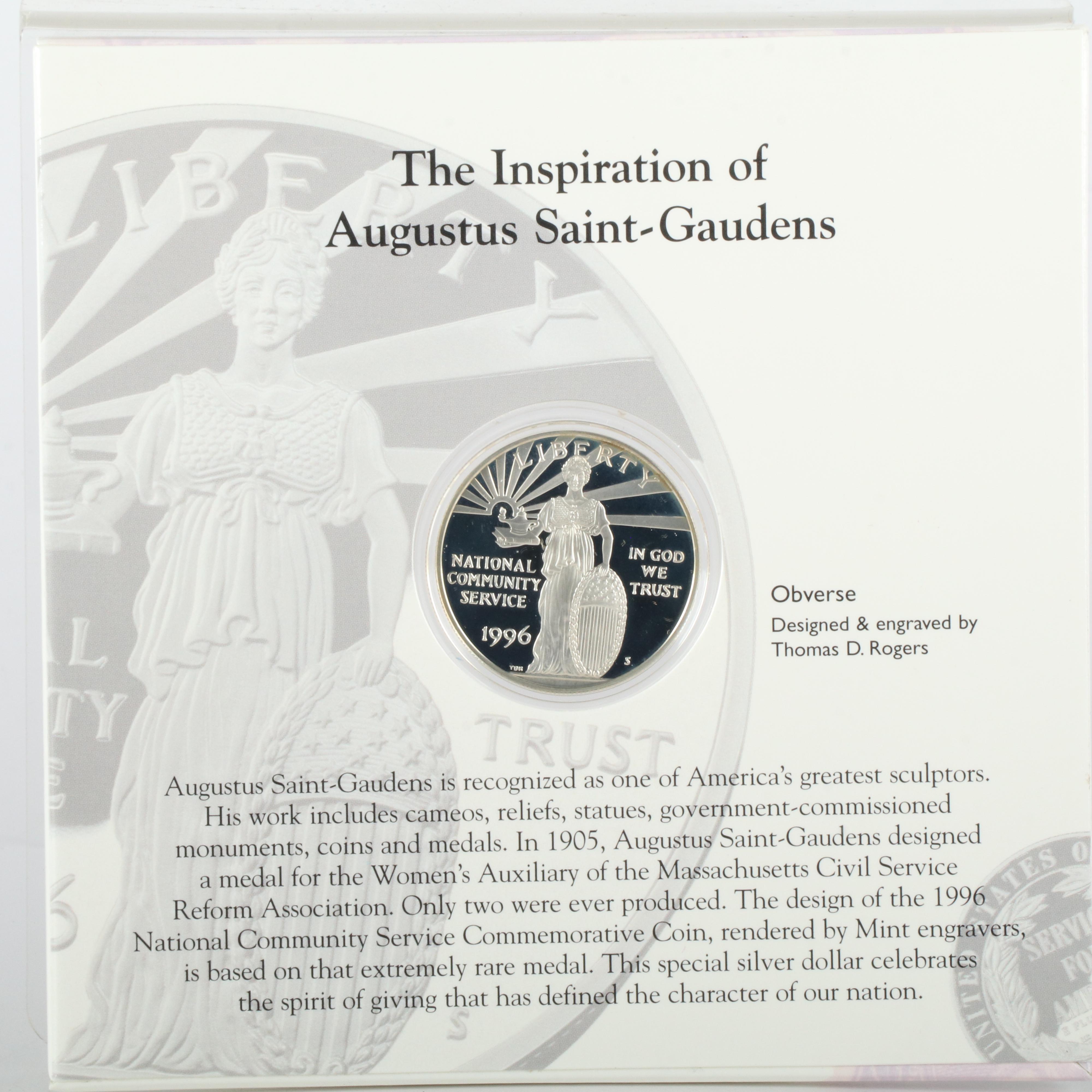 Two 1996 National Community Service Coin and Stamp sets