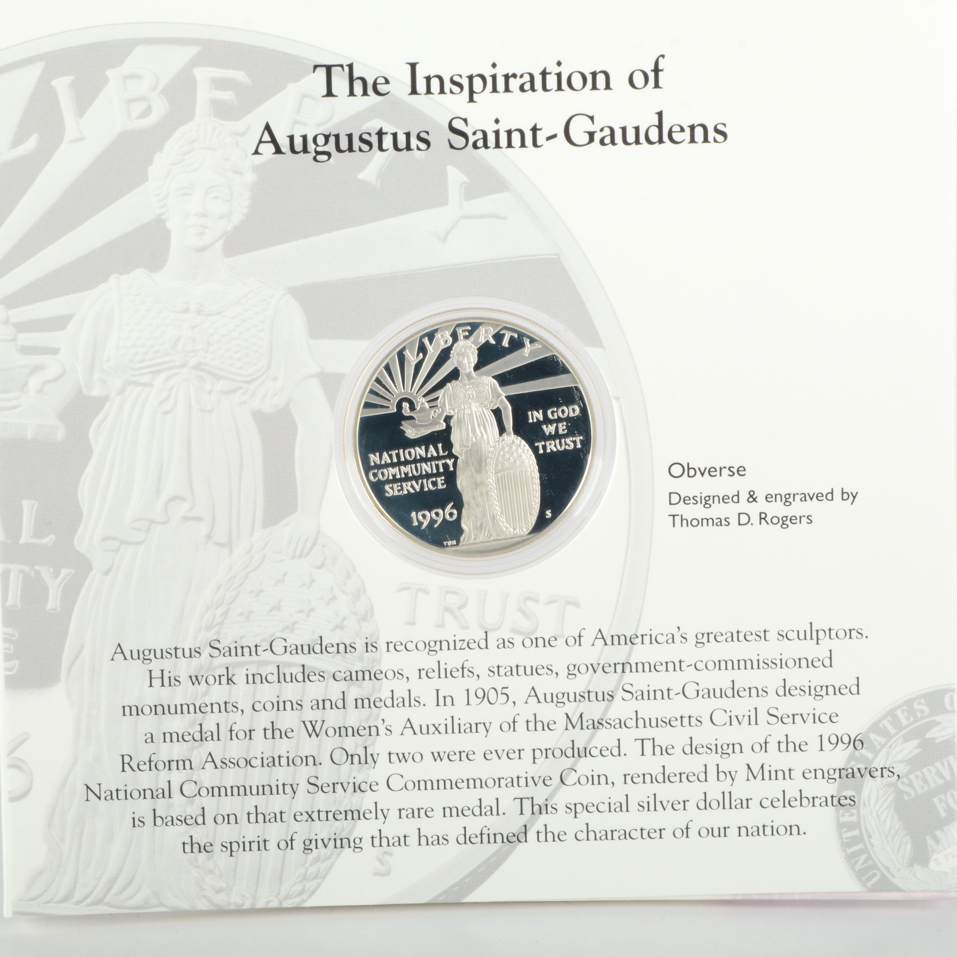 Two 1996 National Community Service Coin and Stamp sets