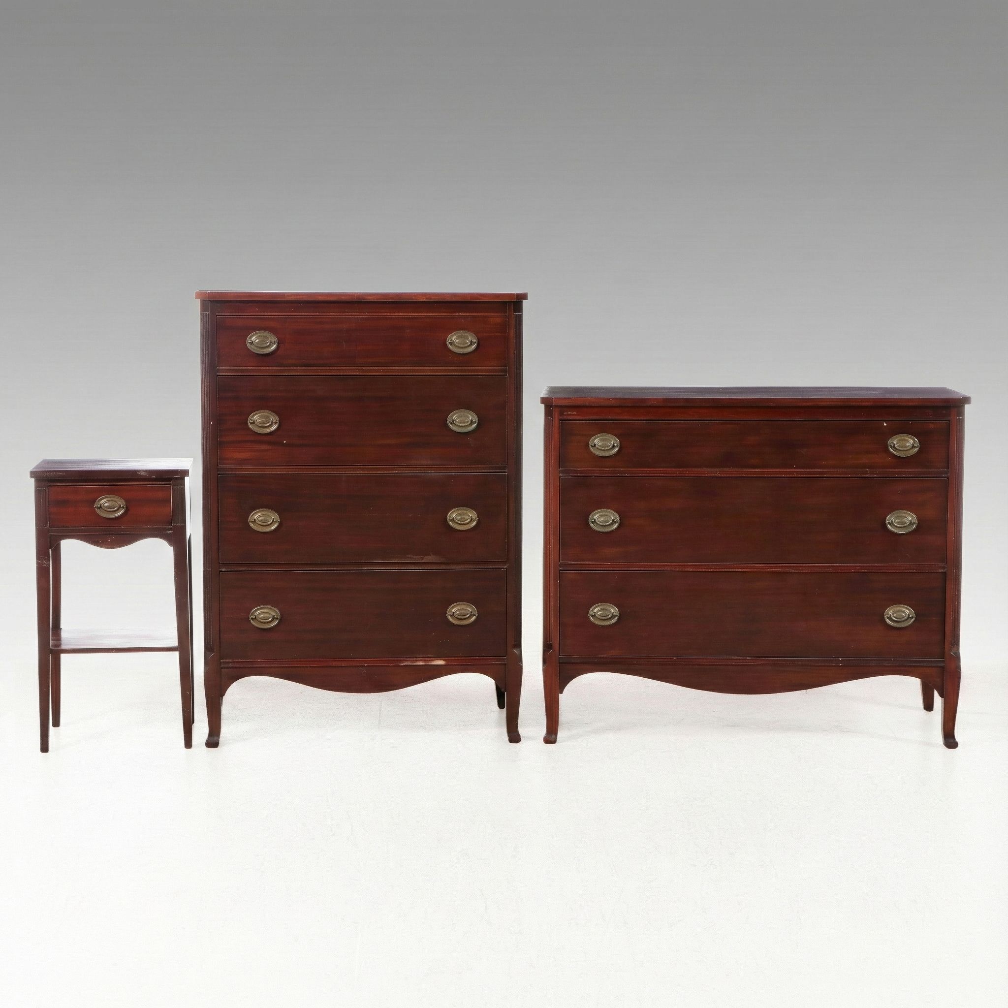 Hepplewhite Style Mahogany Chests of Drawers with Nightstand