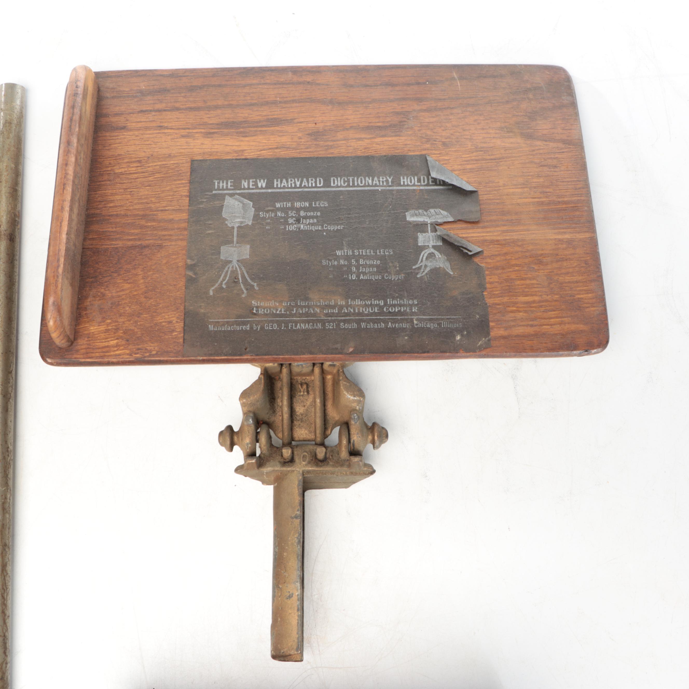 "Webster's International Dictionary" with Wooden Dictionary Holder