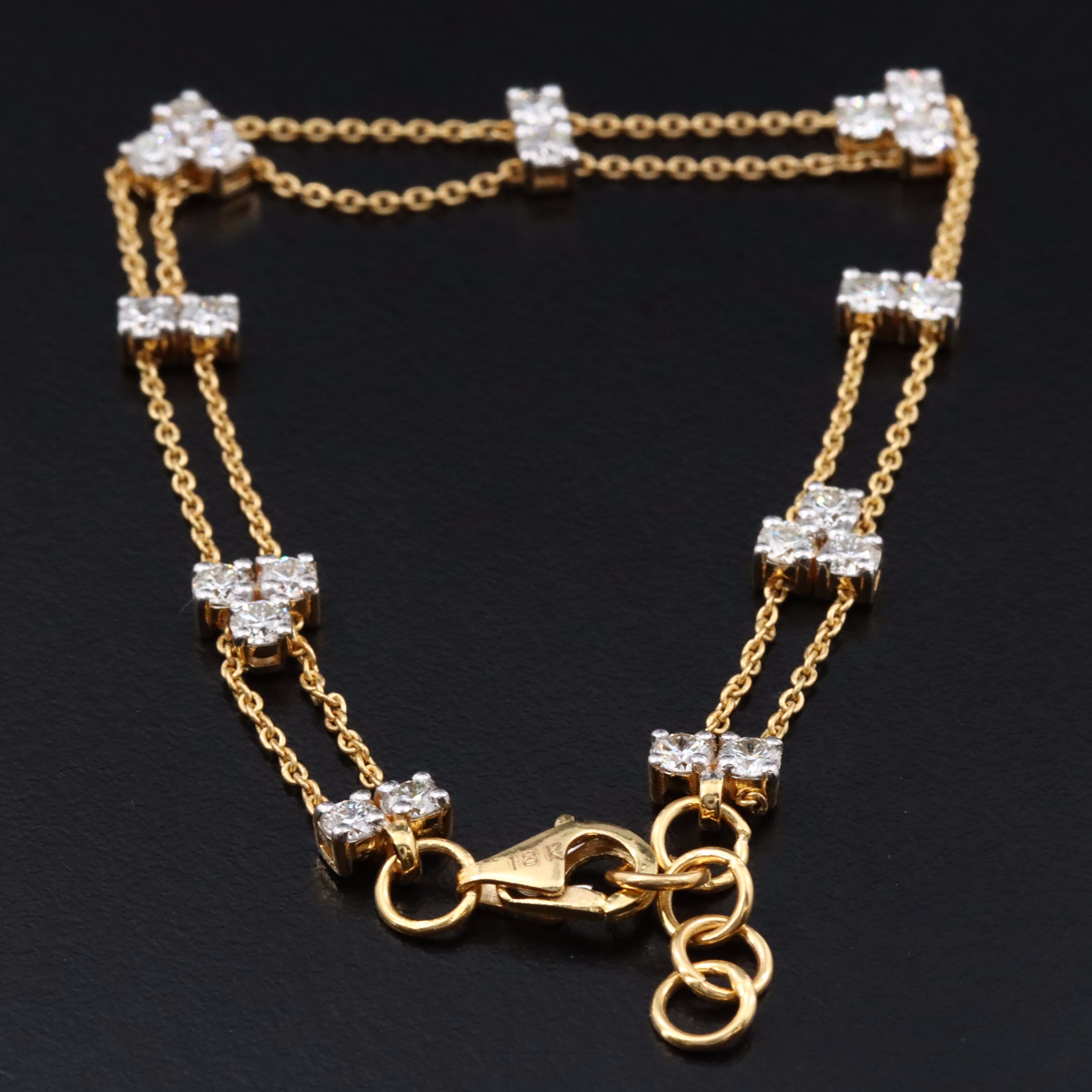 18K 1.90 CTW Diamond Station Bracelet