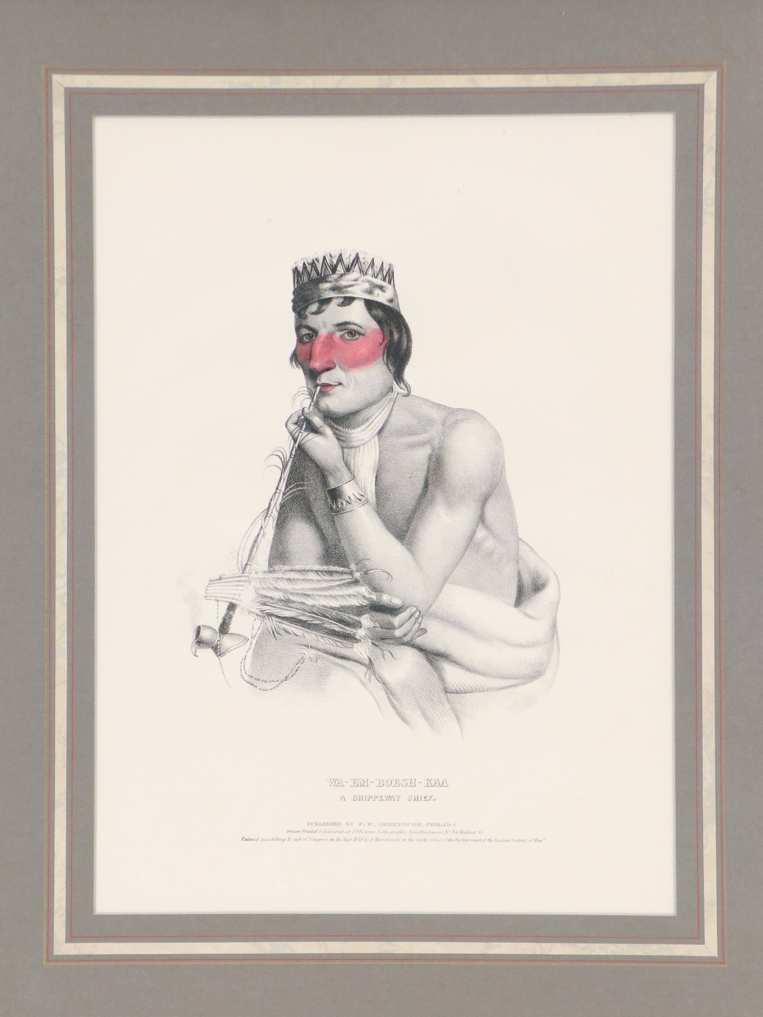 Charles Bird King Lithographs "Wa-Em-Boesh-Kaa," and More, Circa 1840