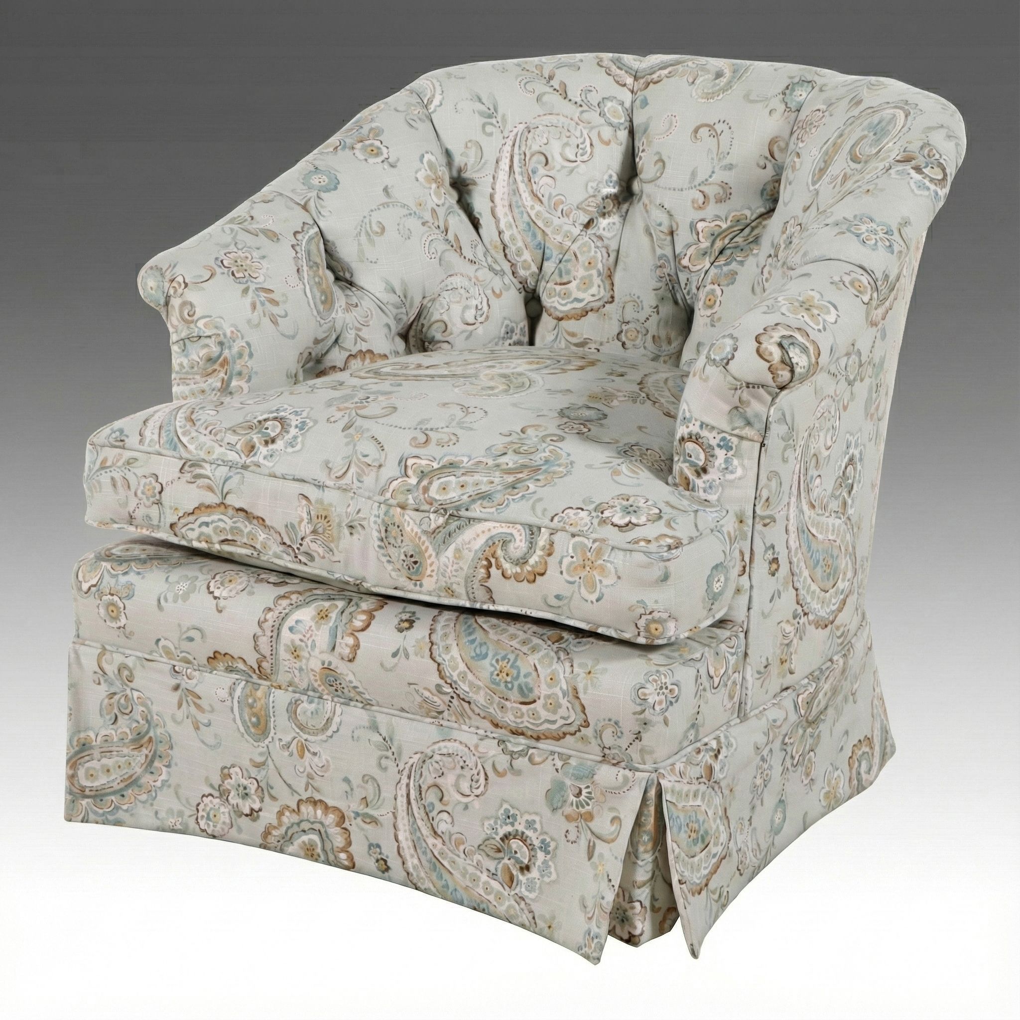 Paisley Barrel-Back Armchair on Casters