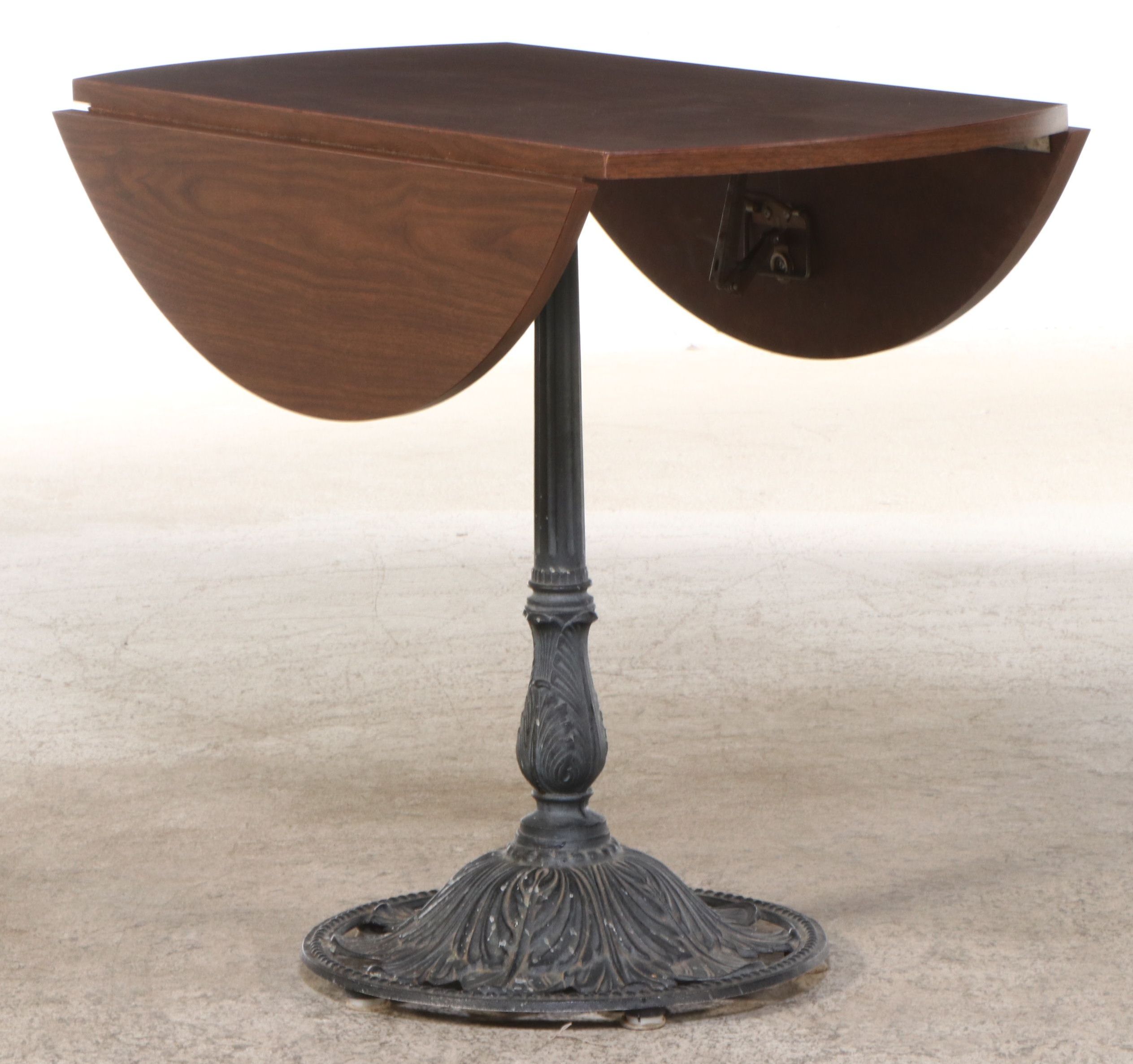 Pair of Wrought Iron Side Chairs with Drop-Leaf Bistro Table