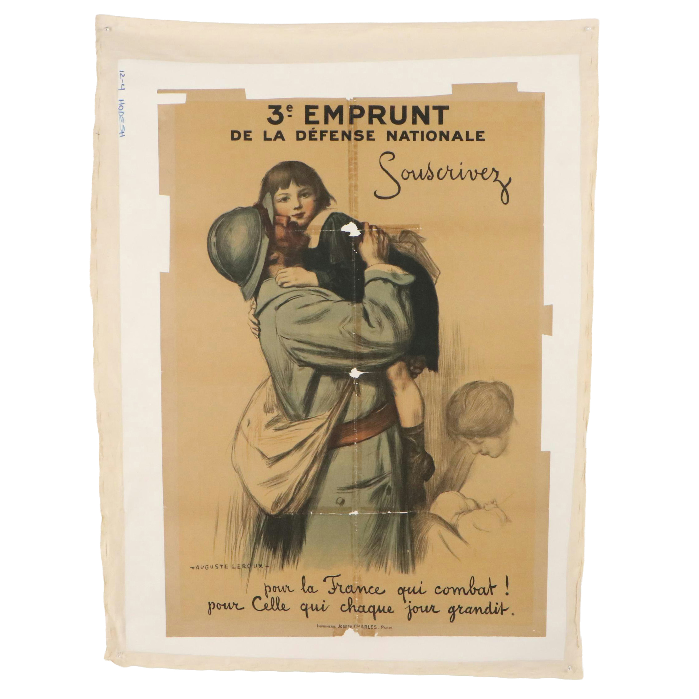 After Auguste LeRoux Color Lithograph "3ᵉ Emprunt de la Défense Nationale"