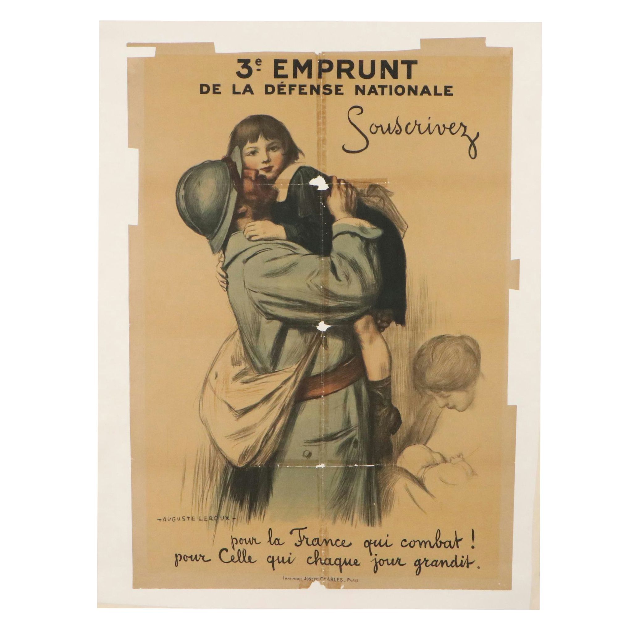 After Auguste LeRoux Color Lithograph "3ᵉ Emprunt de la Défense Nationale"