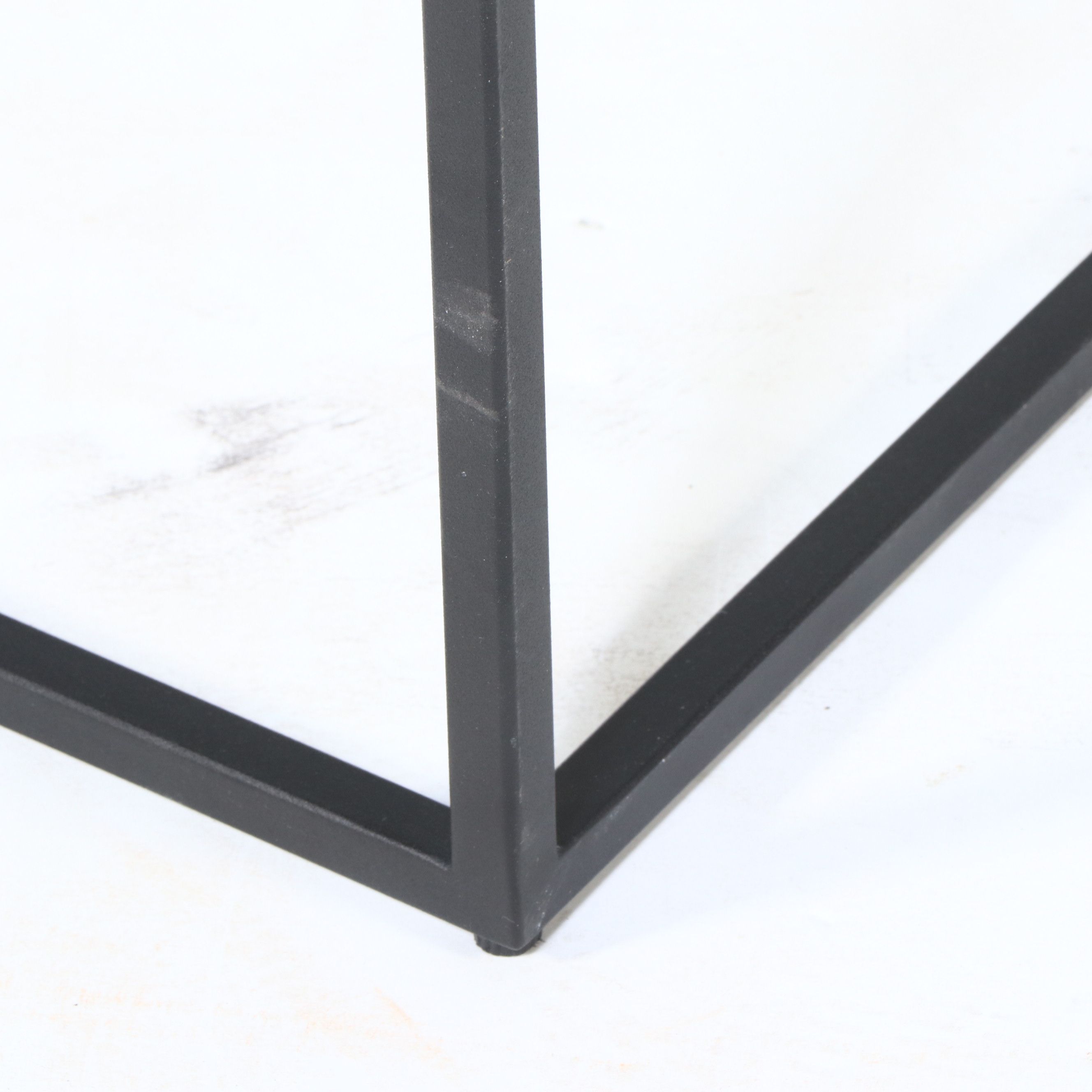 Contemporary Modernist Style Black Metal and Glass Coffee Table