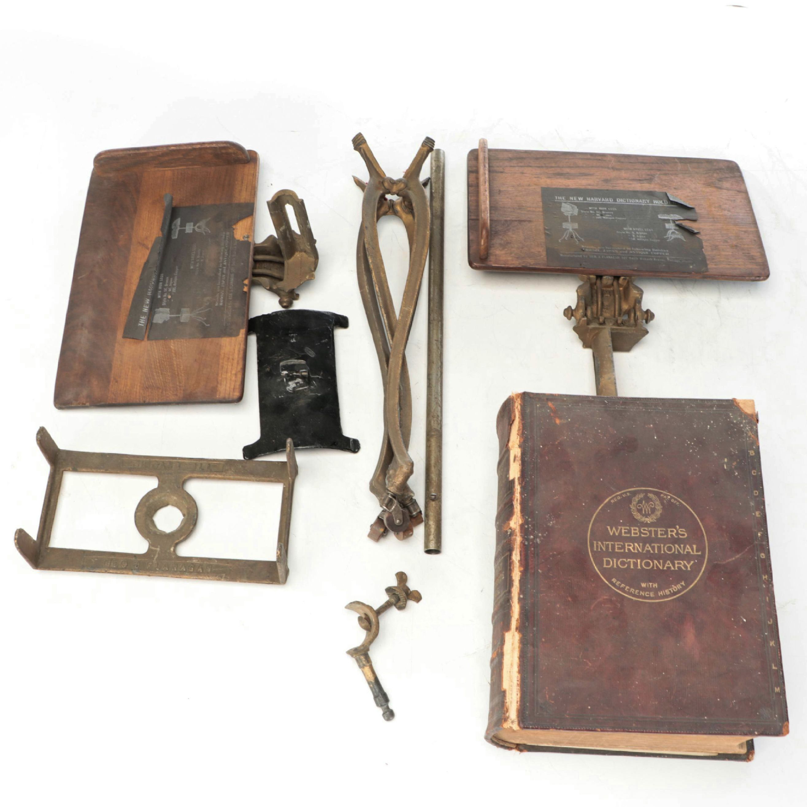 "Webster's International Dictionary" with Wooden Dictionary Holder